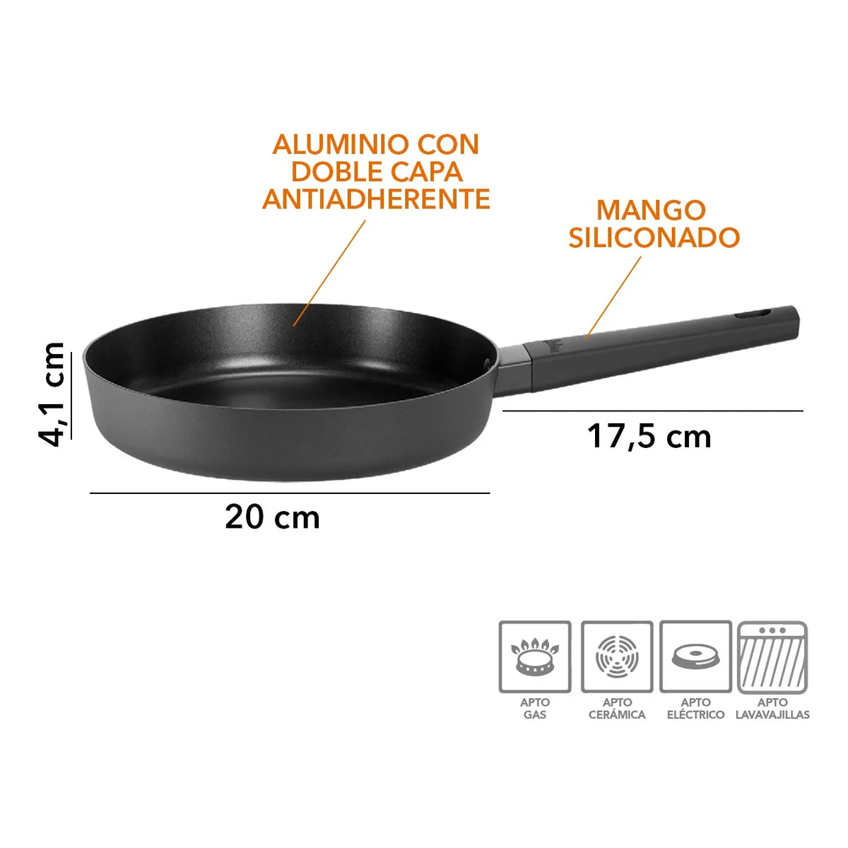 Foto 2 | Sarten Hudson 20cm Aluminio Antiadherente Mango Soft Touch