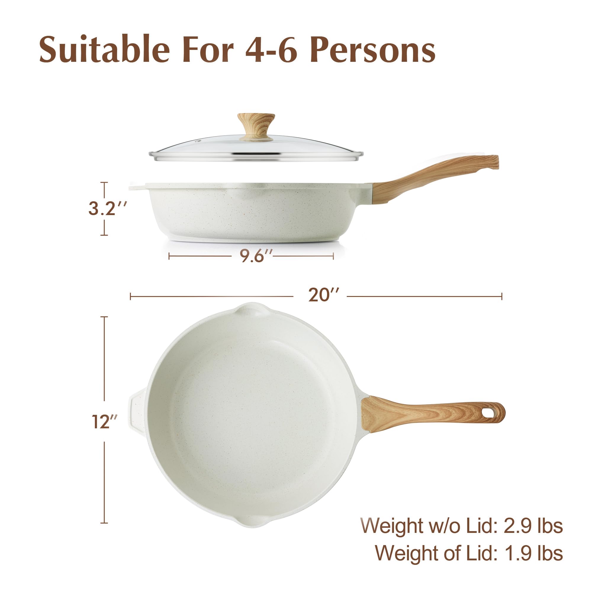 Foto 3 pulgar | Sartén Sensarte De Cerámica Antiadherente De 30 Cm Con Tapa  5 L  Para Inducción - Venta Internacional.