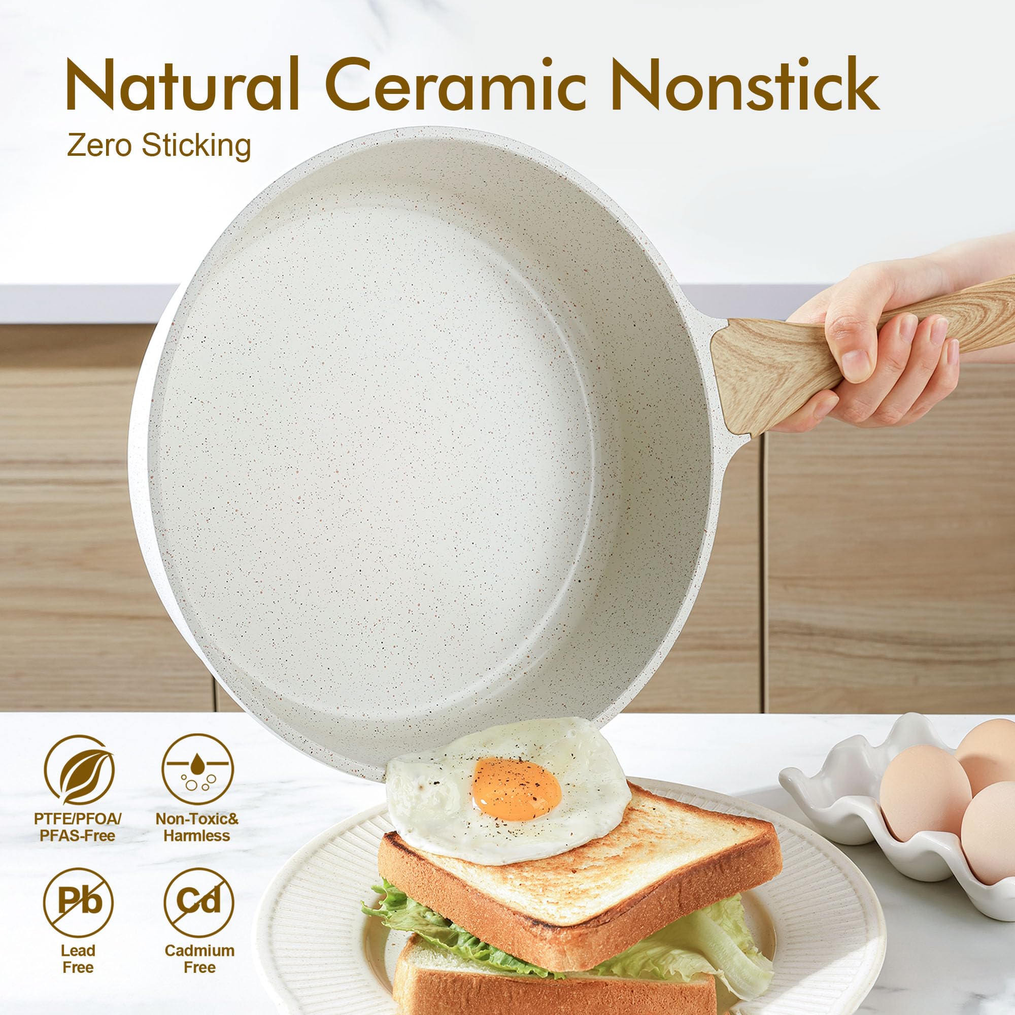 Foto 4 pulgar | Sartén Sensarte De Cerámica Antiadherente De 30 Cm Con Tapa  5 L  Para Inducción - Venta Internacional.