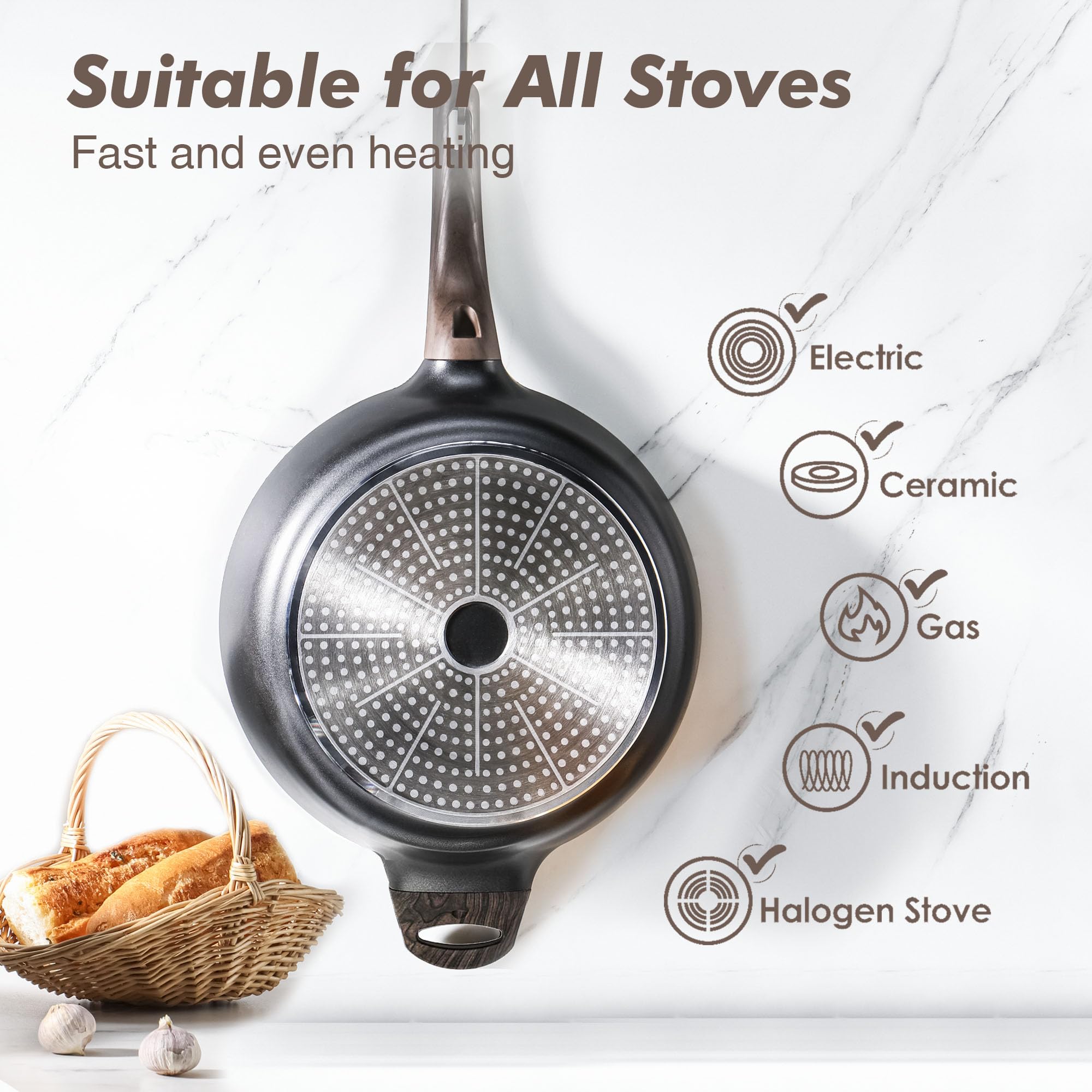Foto 4 pulgar | Sartén Antiadherente Sensarte Con Tapa  30 Cm  5 L  Inducción - Venta Internacional.