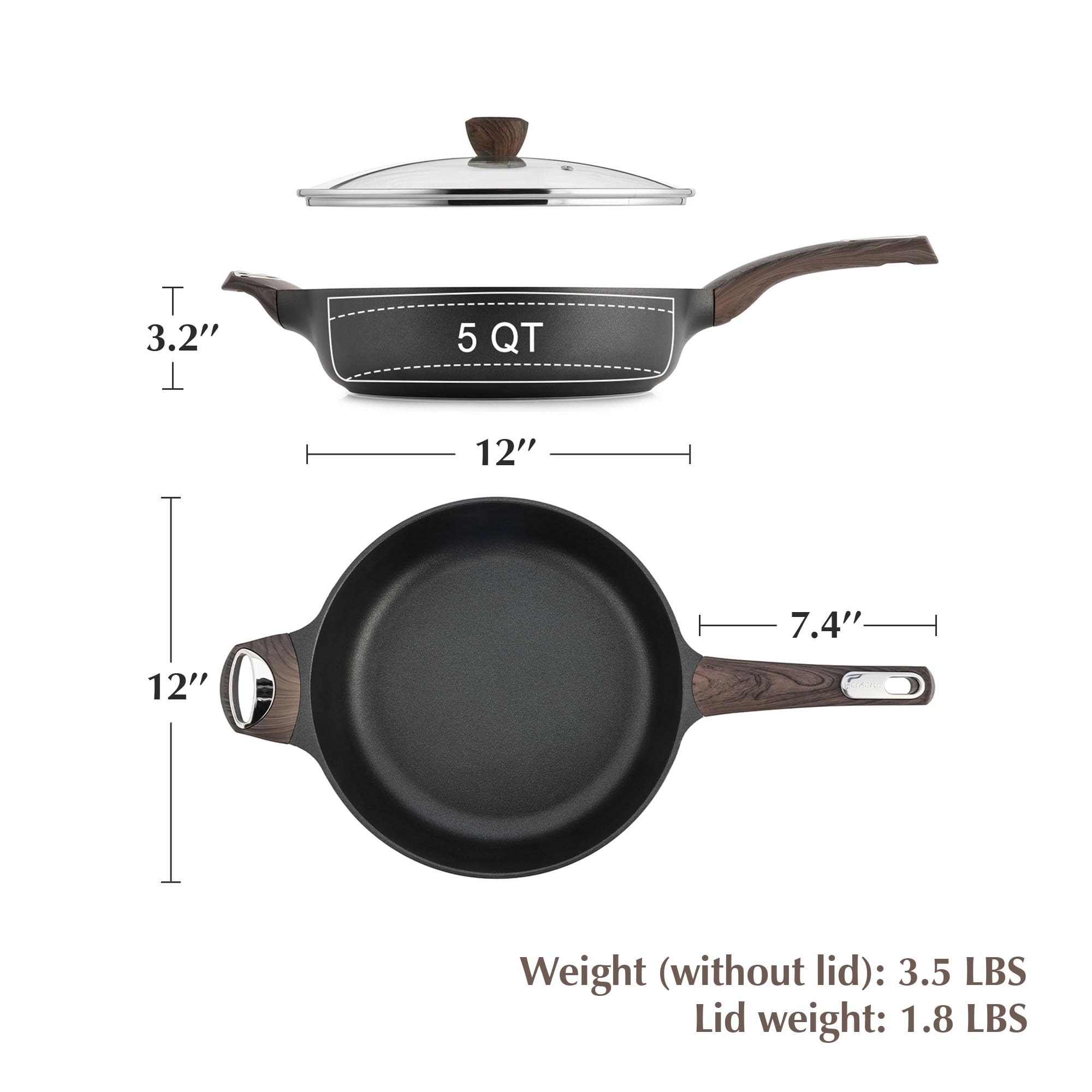 Foto 8 pulgar | Sartén Antiadherente Sensarte Con Tapa  30 Cm  5 L  Inducción - Venta Internacional.