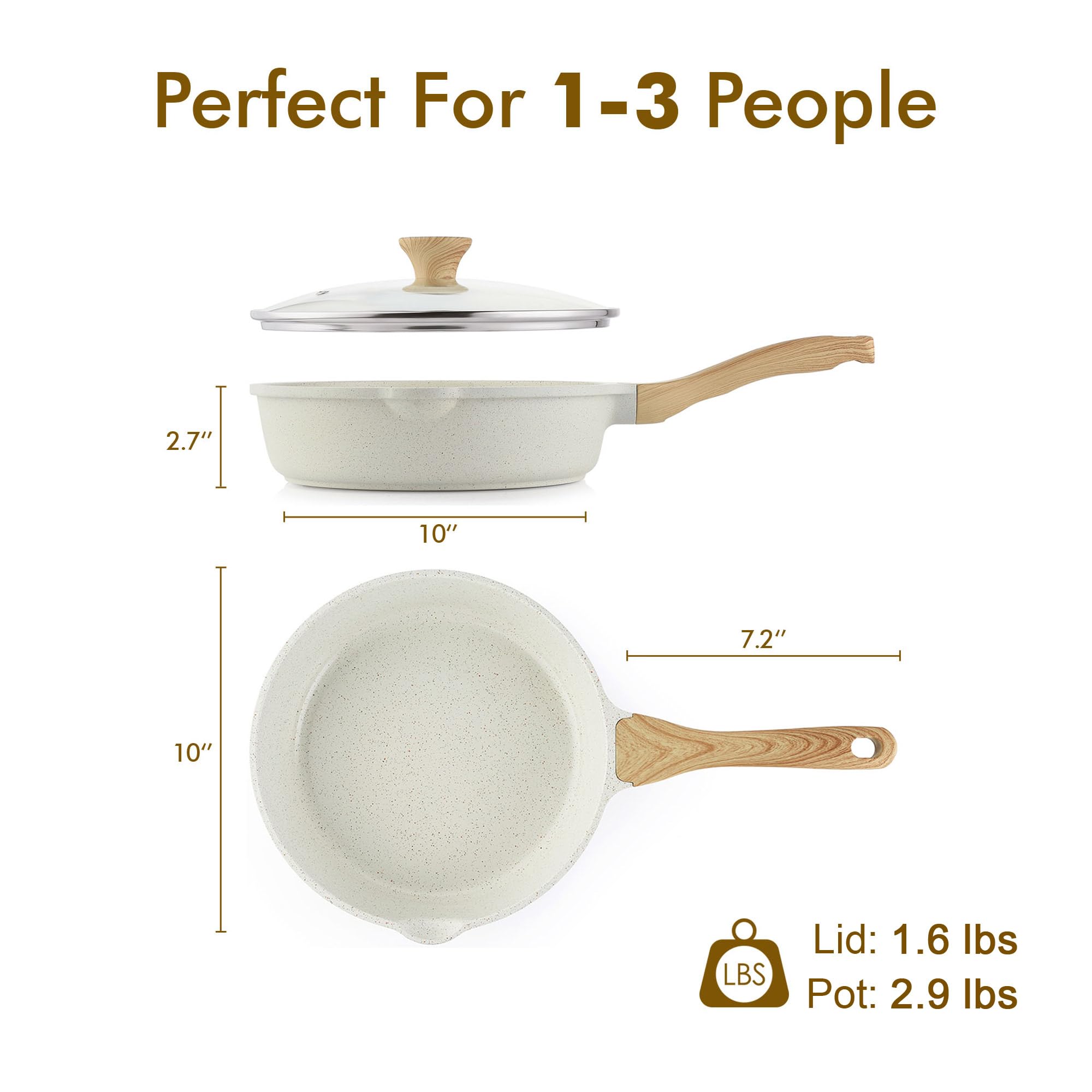Foto 6 | Sartén Sensarte De Cerámica Antiadherente De 3 5 L Con Tapa De Inducción - Venta Internacional.