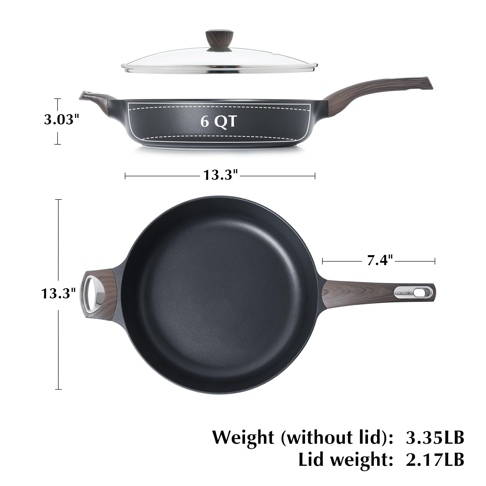 Foto 6 | Sartén Sensarte Antiadherente De 13.3 Pulgadas Con Tapa  6 Litros - Venta Internacional.