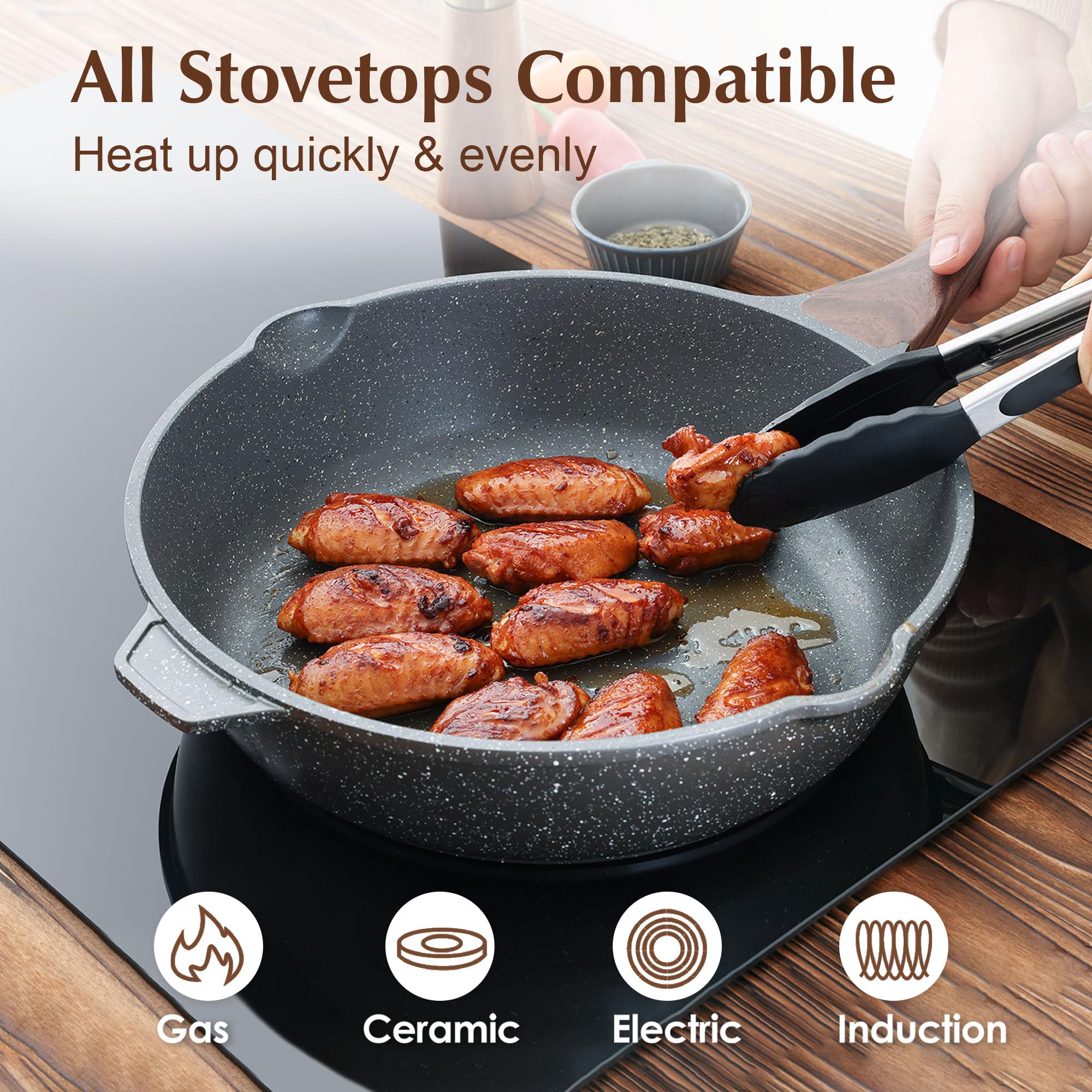 Foto 4 pulgar | Sartén Sensarte  Antiadherente  Profunda  30 Cm  Con Tapa - Venta Internacional.