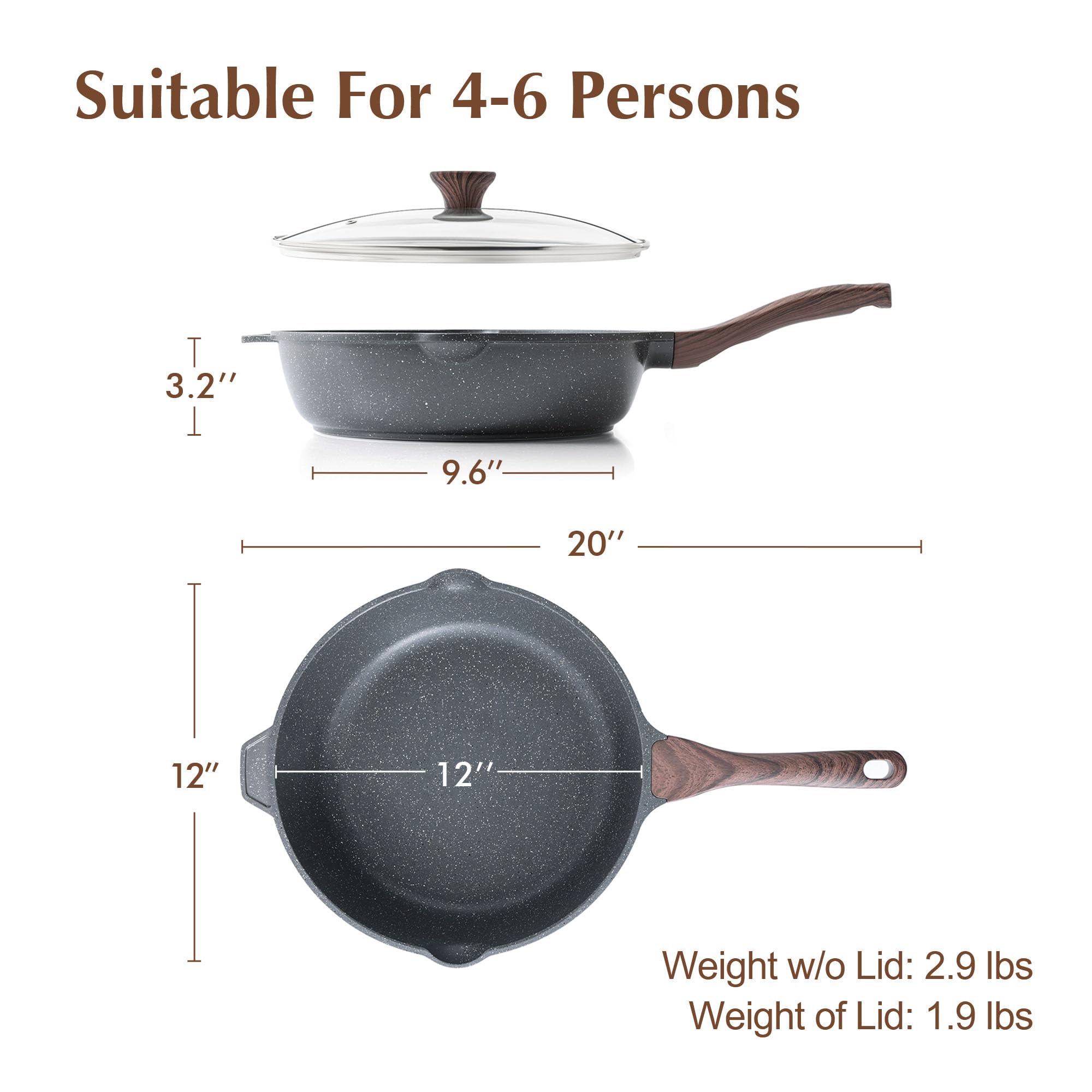 Foto 7 pulgar | Sartén Sensarte  Antiadherente  Profunda  30 Cm  Con Tapa - Venta Internacional.