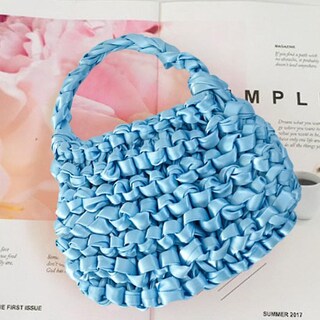 Foto 5 | Bolso De Mano Huoguo Para Mujer Hecho A Mano Con Forma De Caja De Paja Casual - Venta Internacional.