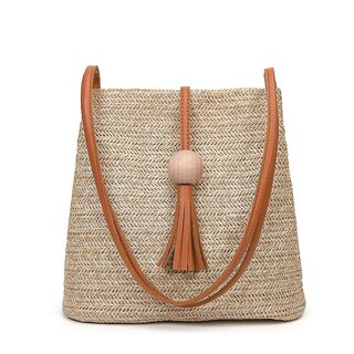 Foto 1 | Bolso Tipo Bandolera Huoguo Hecha A Mano De Punto De Paja - Venta Internacional.