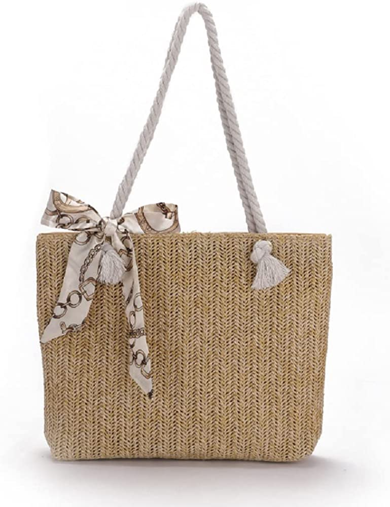 Foto 2 pulgar | Bolso Huoguo Pañuelo Vintage De Paja Tejida Para Playa Para Mujer - Venta Internacional.