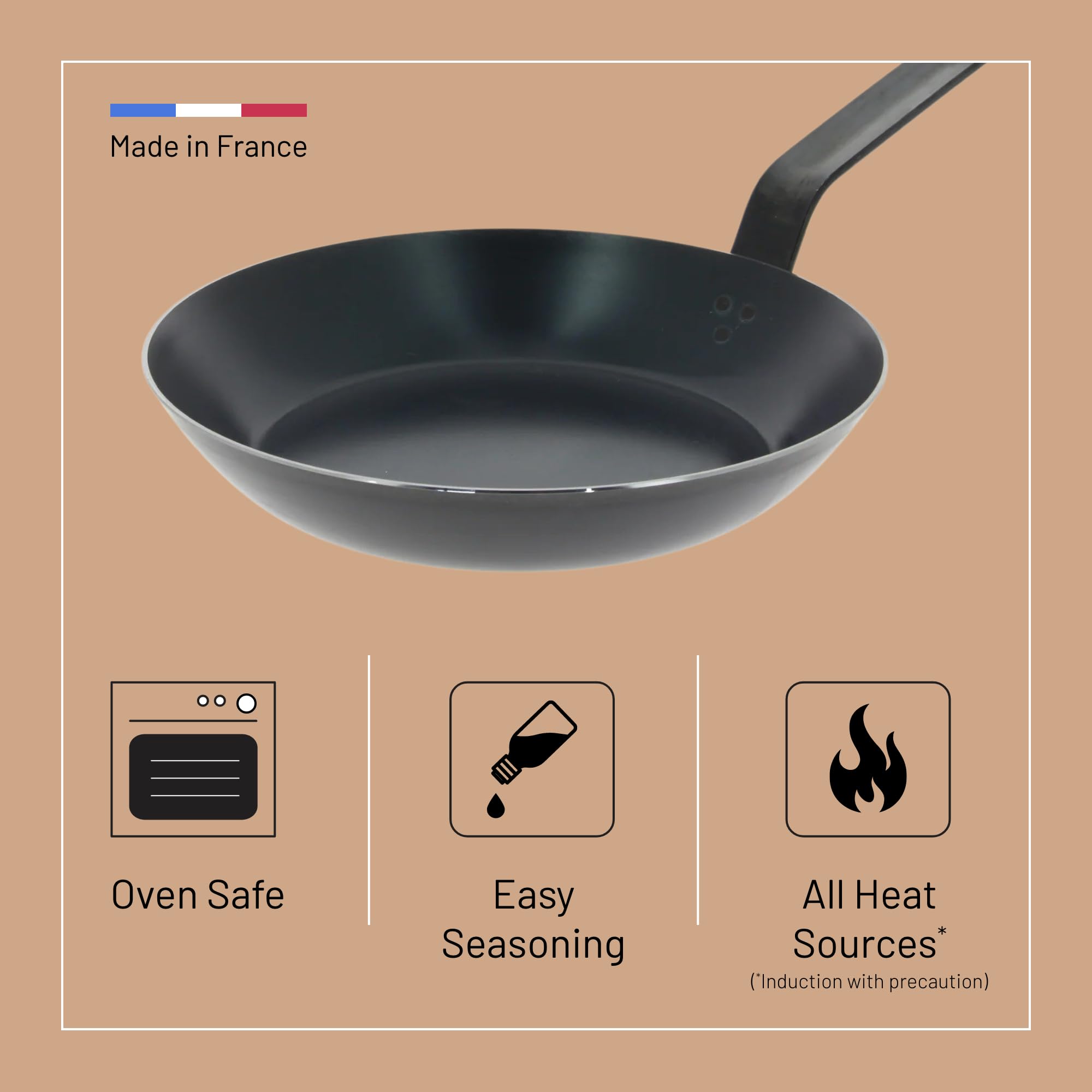 Foto 4 pulgar | Sartén De Buyer  Acero Al Carbono Azul  26 Cm De Diámetro  Apta Para Horno - Venta Internacional.