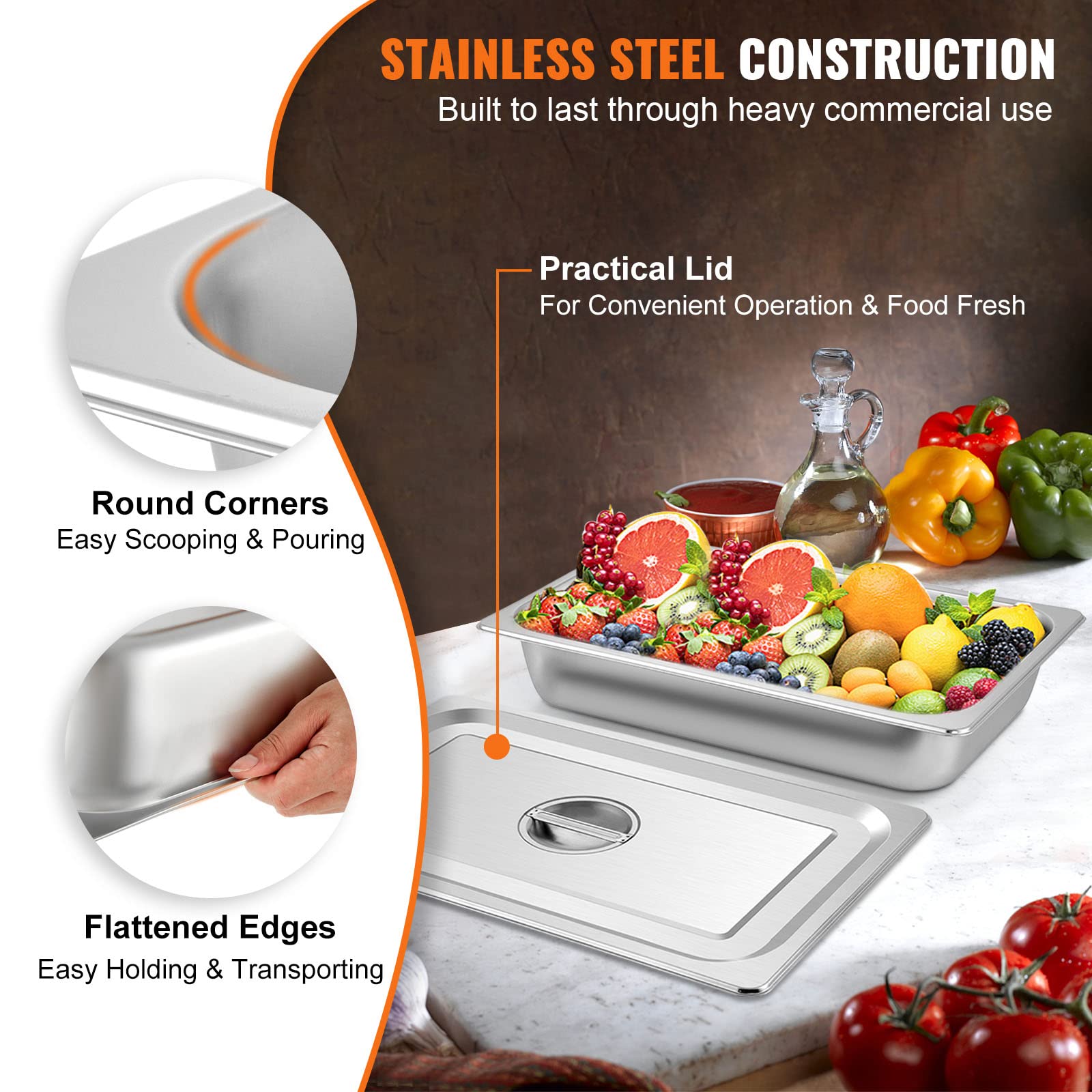 Foto 4 pulgar | Sartén De Mesa Steam Vevor 20 8 De Largo X 13 De Ancho X 9 4 D De Acero Inoxidable Con Tapa - Venta Internacional.