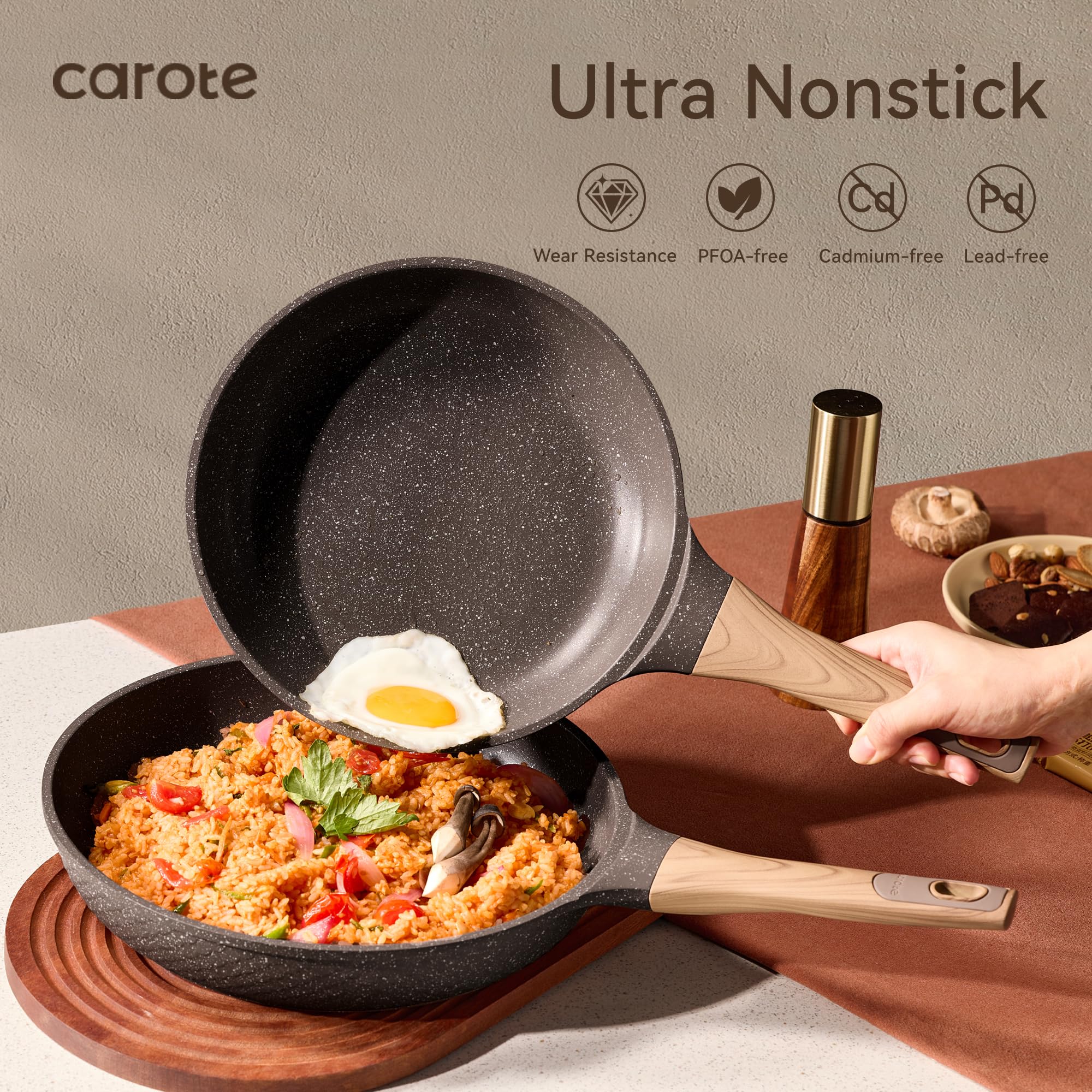 Foto 4 pulgar | Sartén Carote De Granito Antiadherente De 24 Cm + 28 Cm  Color Marrón - Venta Internacional.