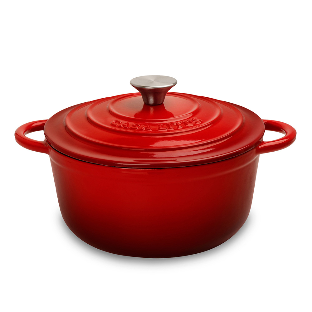 Olla de Hierro Fundido Esmaltado Redlemon 83432-re Roja Dutch Oven con Tapa 3.9 Litros Rojo