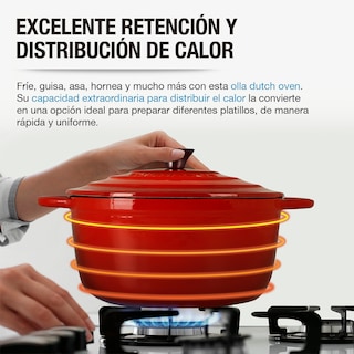 Foto 5 | Olla de Hierro Fundido Esmaltado Redlemon 83432-re Roja Dutch Oven con Tapa 3.9 Litros Rojo