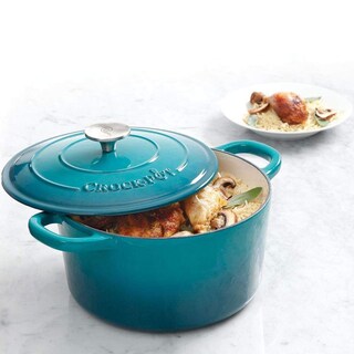 Foto 4 | Olla Crock-Pot de Hierro Fundido Esmaltado Artesanal Verde Azulado 5 Cuartos de Galón - Venta Internacional