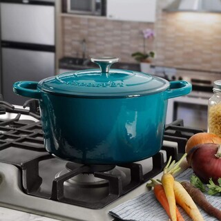 Foto 5 | Olla Crock-Pot de Hierro Fundido Esmaltado Artesanal Verde Azulado 5 Cuartos de Galón - Venta Internacional
