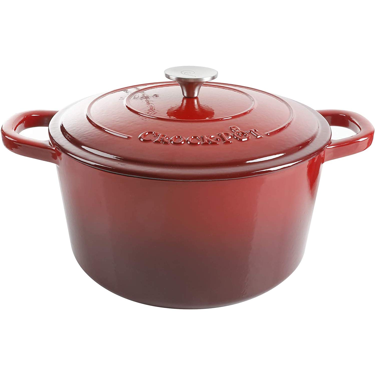 Olla Crock-Pot de Hierro Fundido Esmaltado Artesanal Roja 7 Cuartos de Galón - Venta Internacional