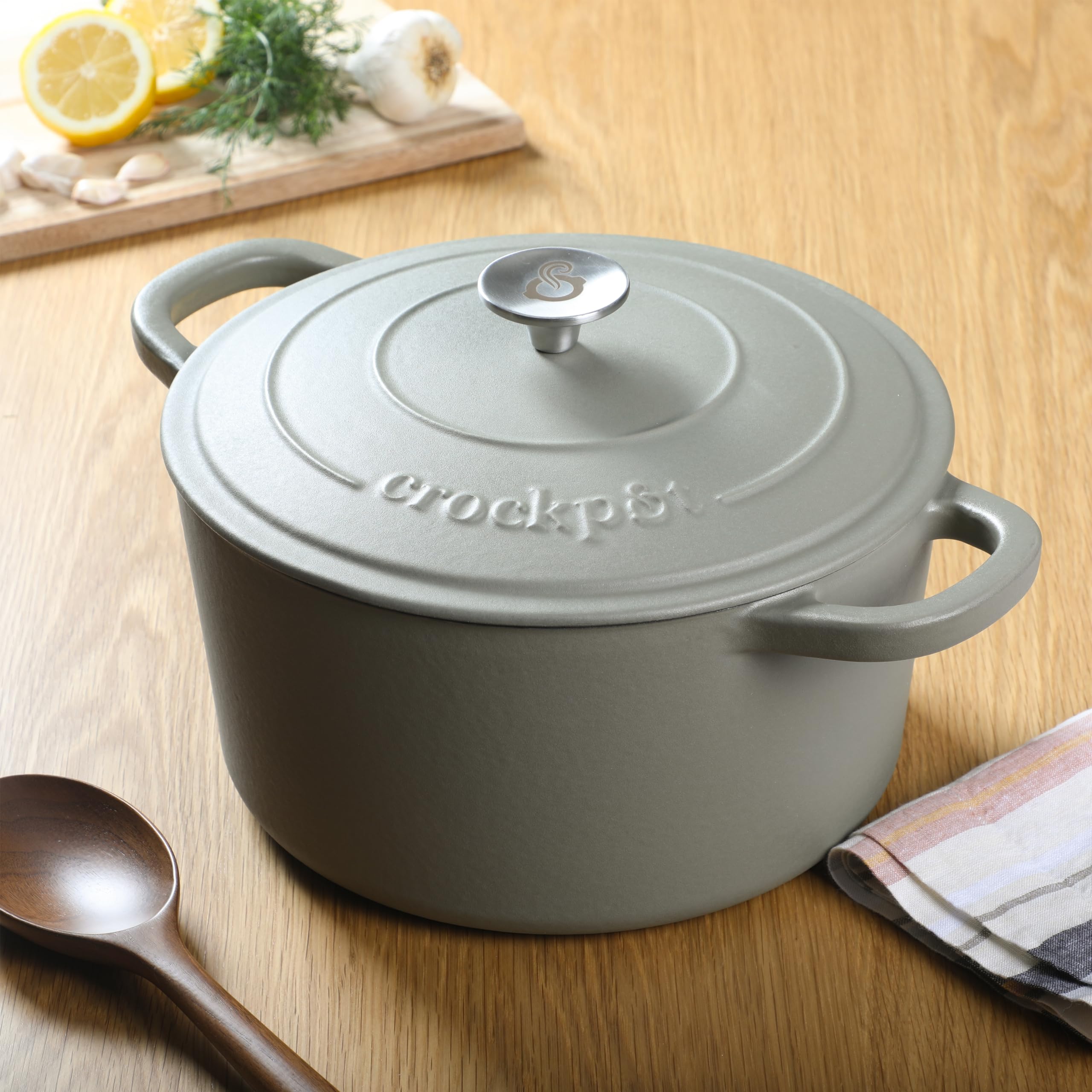 Foto 5 pulgar | Dutch Oven Crock-pot Artisan Hierro Fundido Esmaltado 5 Litros Verde Mate - Venta Internacional