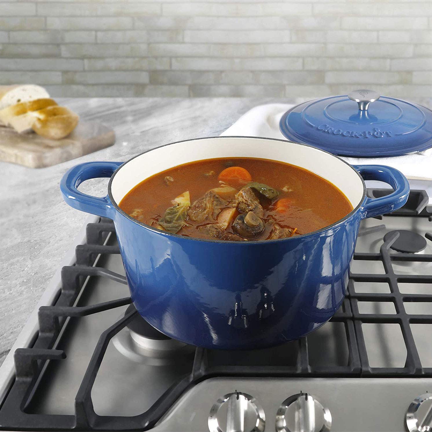 Foto 5 | Horno Holandés Crock-pot Hierro Fundido Esmaltado Artesanalmente 7 Litros Azul Zafiro - Venta Internacional