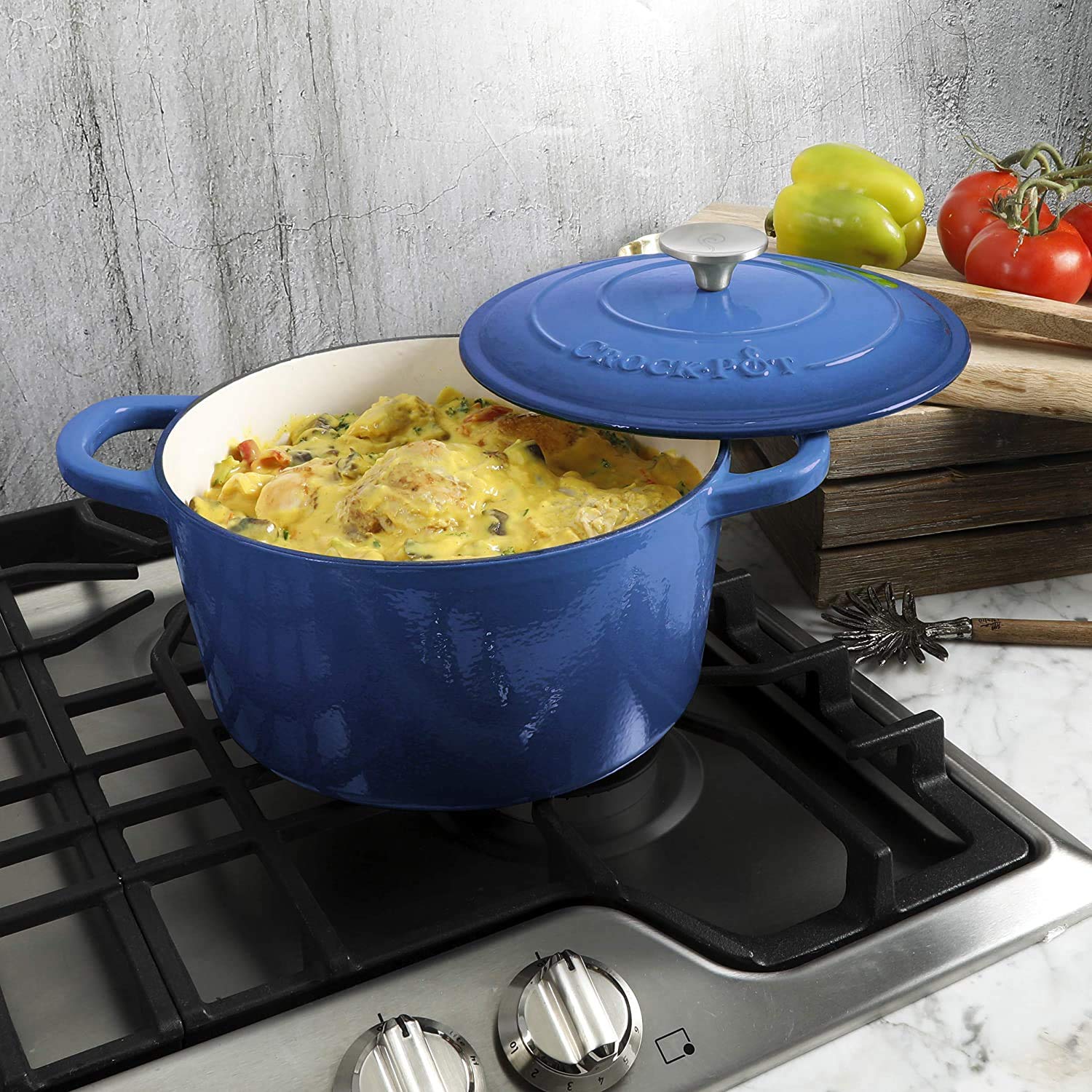 Foto 4 | Horno Holandés Crock-pot Artesanal De Hierro Fundido Esmaltado 5 Litros Azul - Venta Internacional