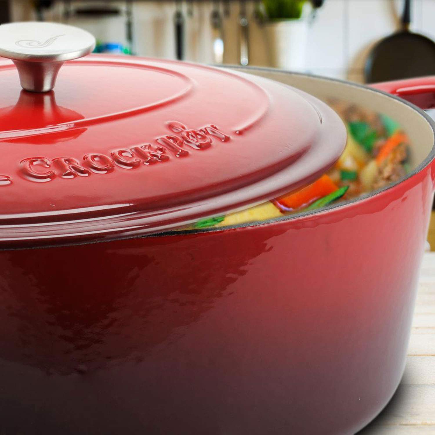 Foto 5 pulgar | Olla Crock-Pot de Hierro Fundido Esmaltado Artesanal Roja 7 Cuartos de Galón - Venta Internacional