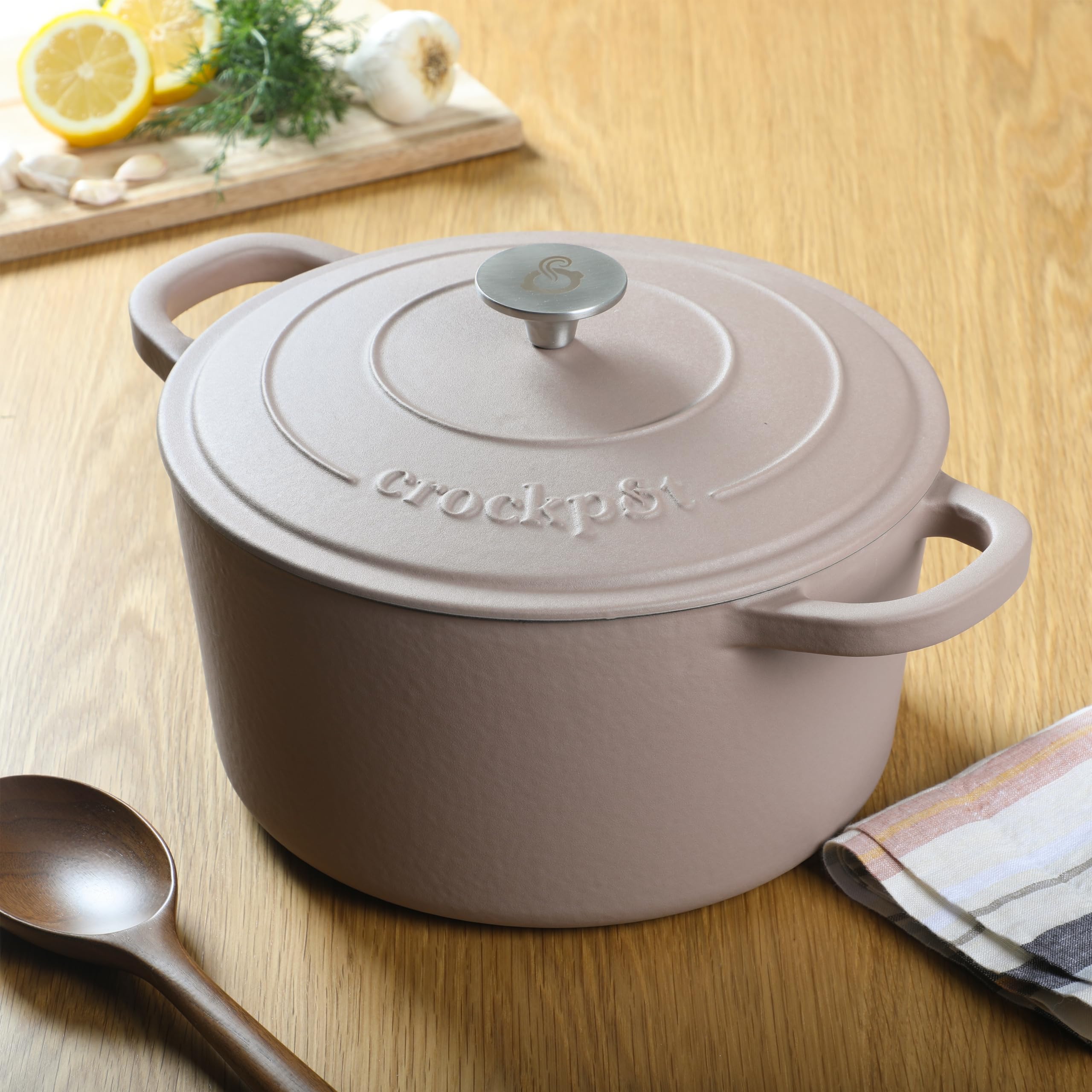 Foto 4 | Oven Dutch Oven Crock Pot Artisan Hierro Fundido Esmaltado De 7 Litros Color Rosa - Venta Internacional