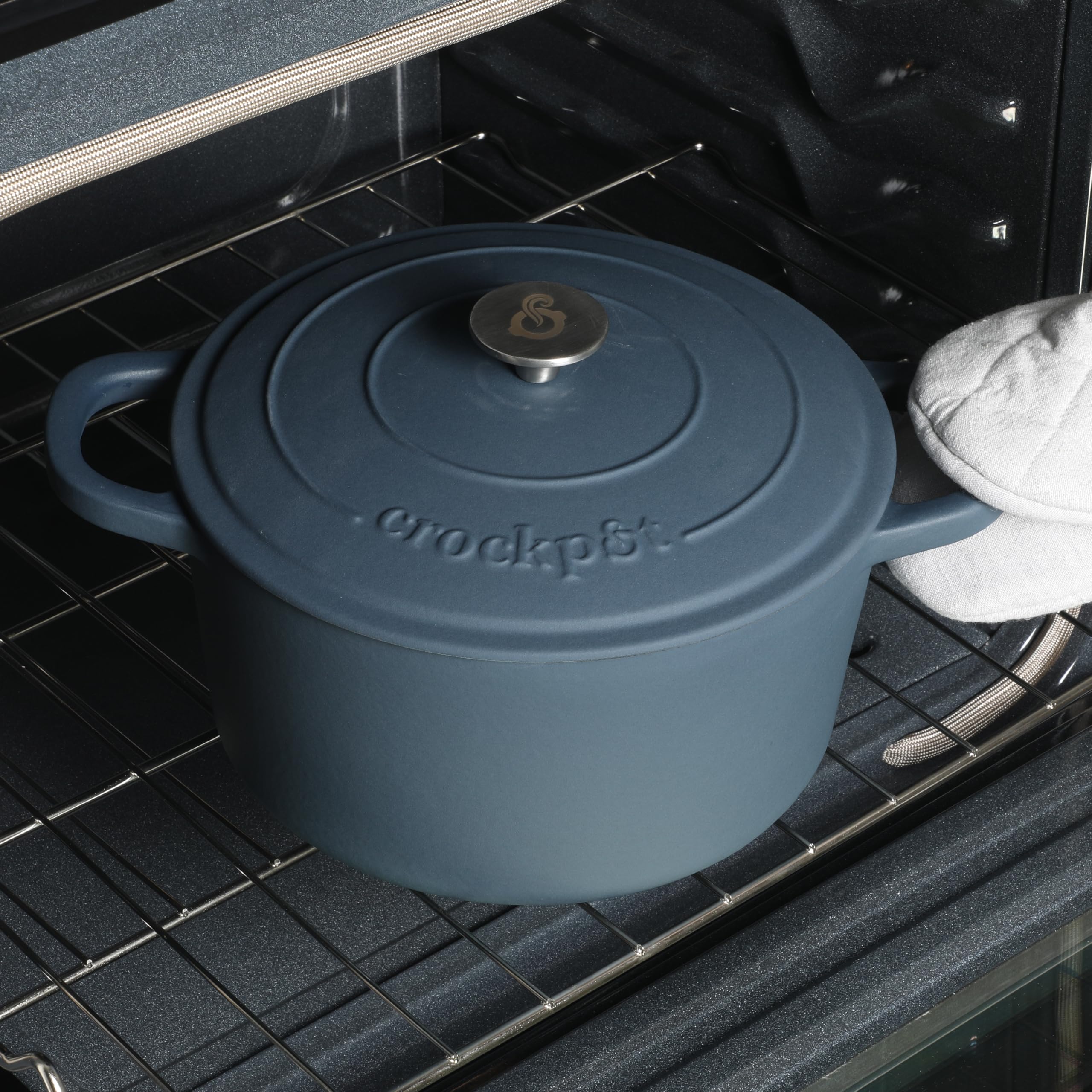 Foto 5 | Horno Holandés Crock-pot Artisan Hierro Fundido Esmaltado 7 Litros Azul Marino - Venta Internacional