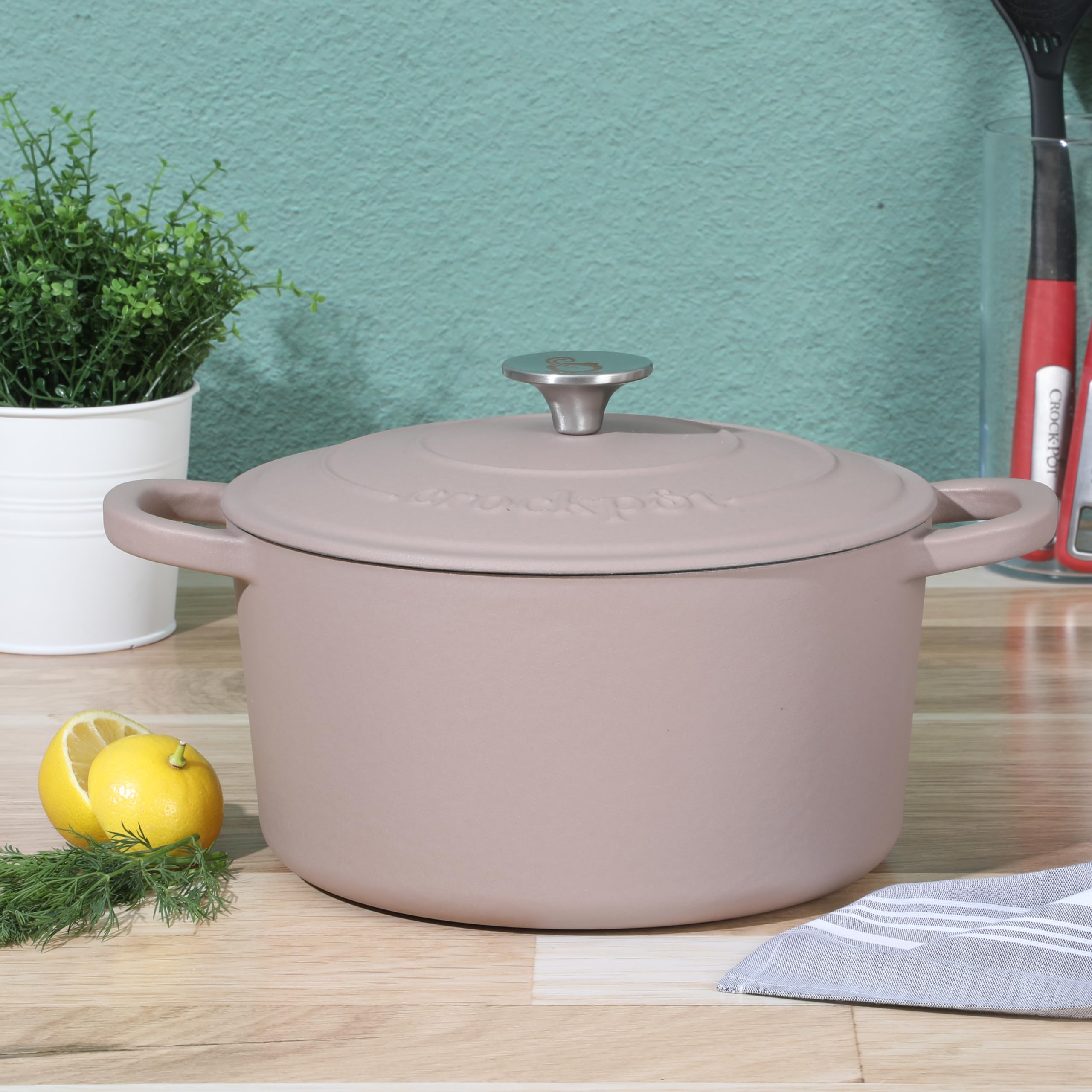 Foto 2 | Dutch Oven Crock-pot Artisan Hierro Fundido Esmaltado 5 Litros Color Rosa - Venta Internacional