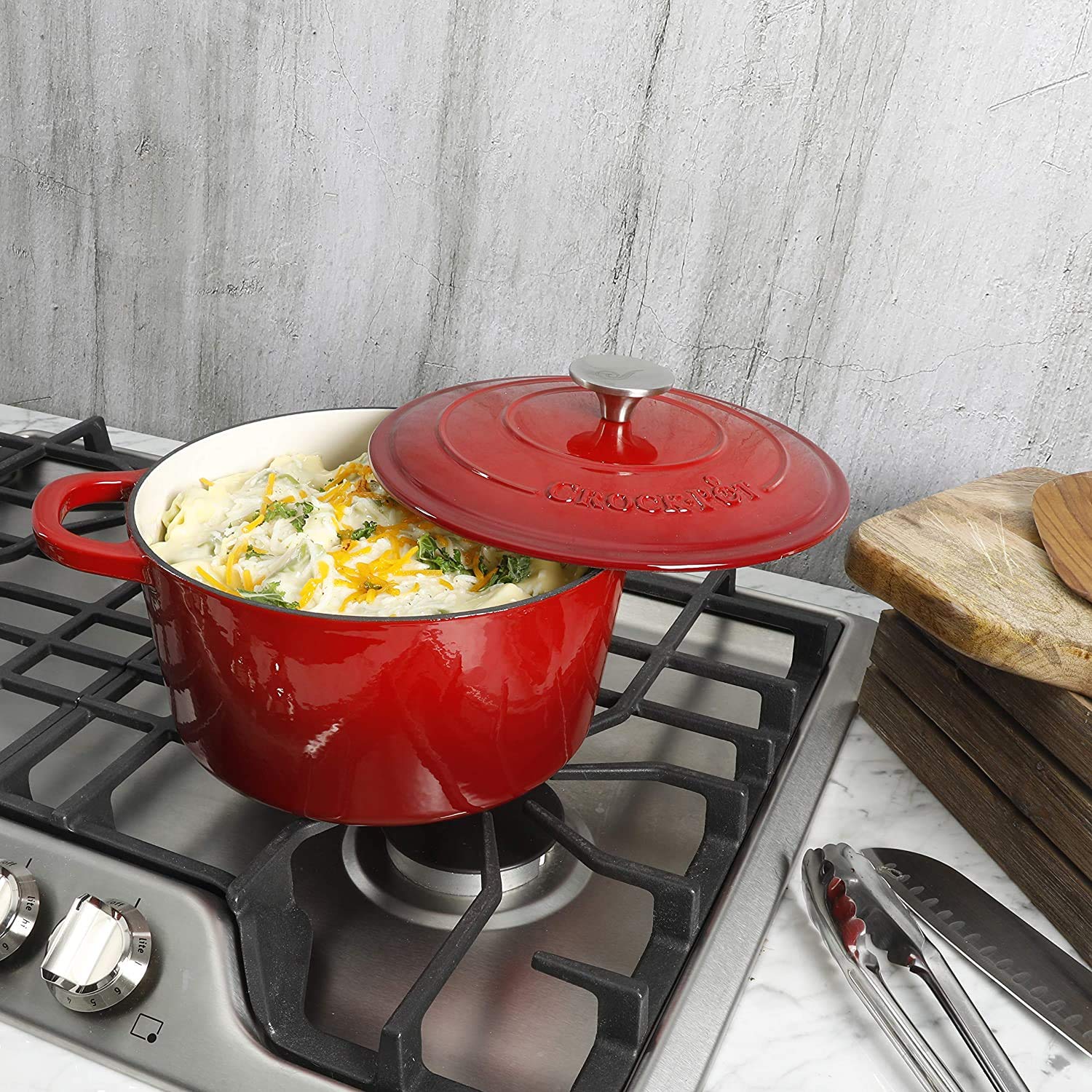 Foto 5 | Horno holandés Crock-pot Artisan, Hierro Fundido Esmaltado 5 Litros Rojo - Venta Internacional