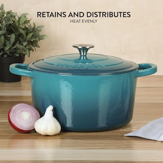 Foto 3 | Oven Dutch Oven Crock-pot Artisan Redonda 6 Litros Color Verde Azulado Esmaltada - Venta Internacional