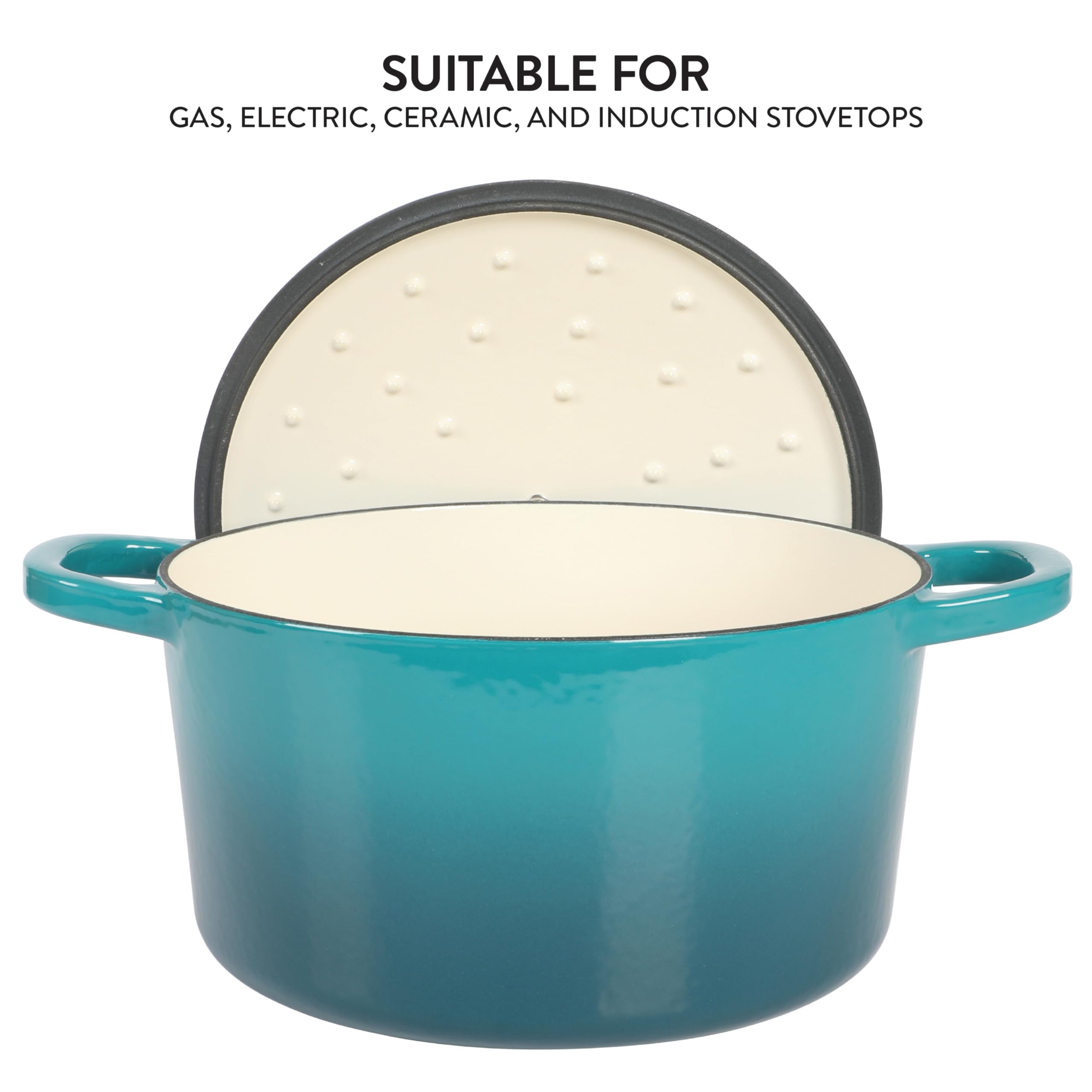 Foto 5 pulgar | Oven Dutch Oven Crock-pot Artisan Redonda 6 Litros Color Verde Azulado Esmaltada - Venta Internacional