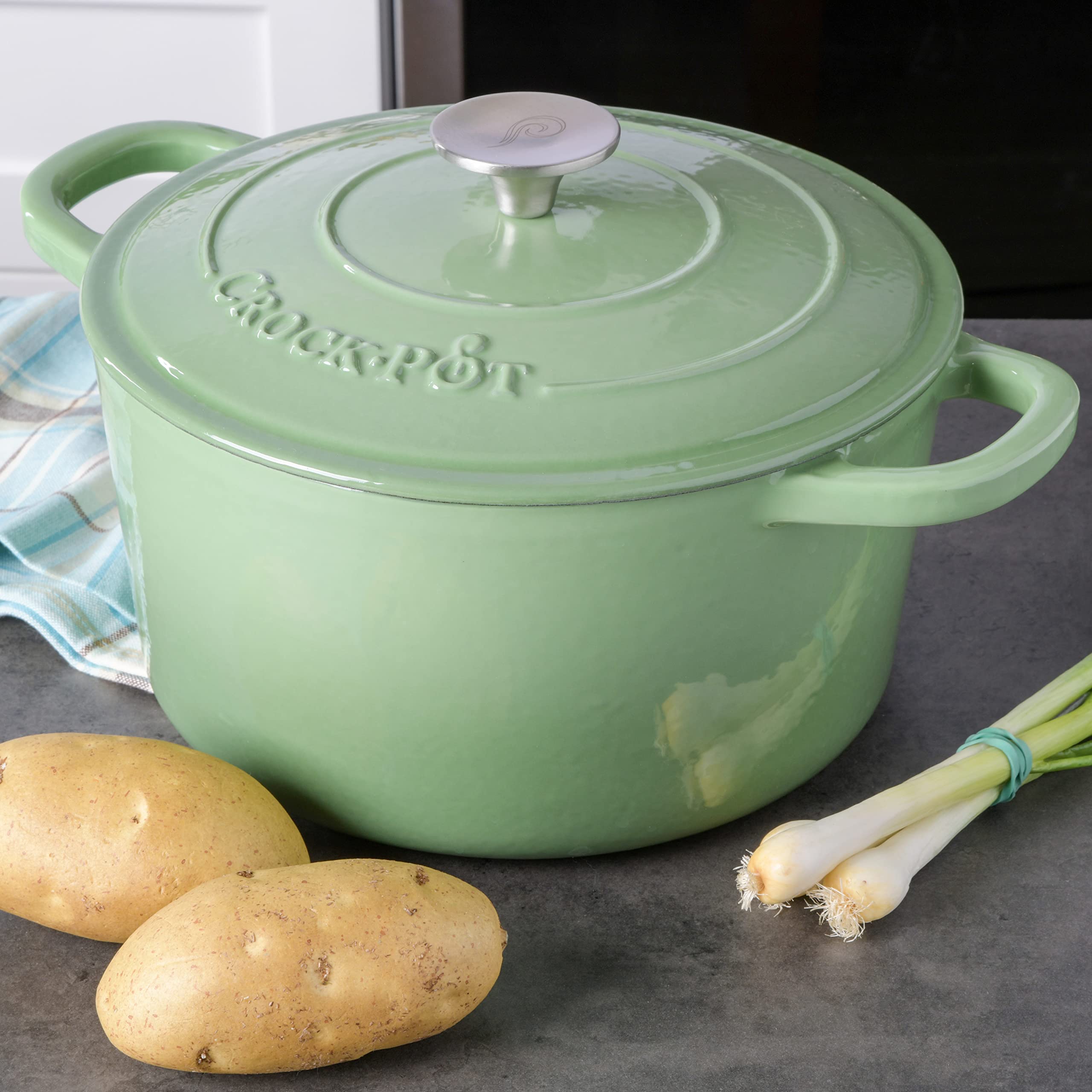 Foto 7 pulgar | Pistacho Dutch Oven Crock-pot Artesanal De Hierro Fundido Esmaltado, 5 Litros - Venta Internacional.