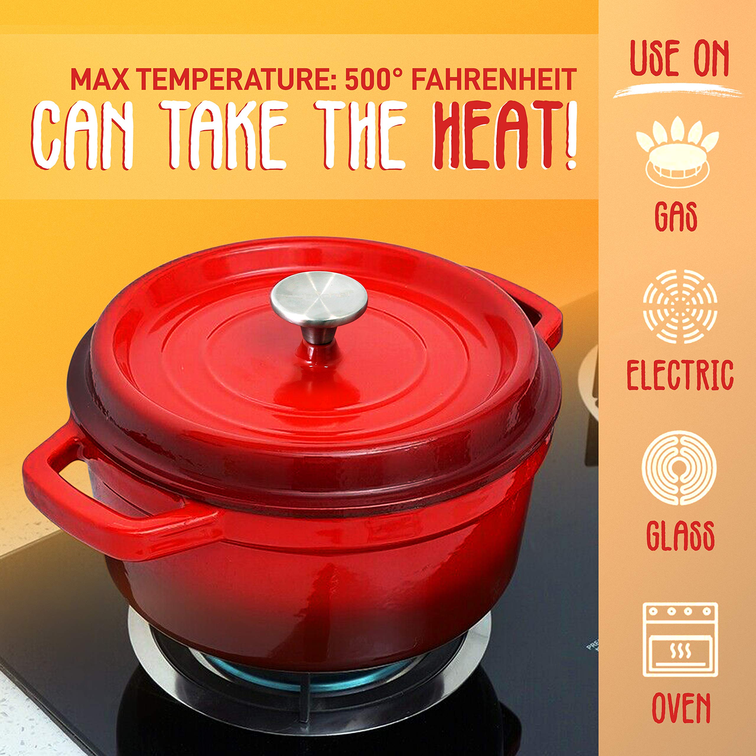 Foto 4 | Olla Holandés Nutrichef 5L de Hierro Fundido Esmaltado Rojo - Venta Internacional