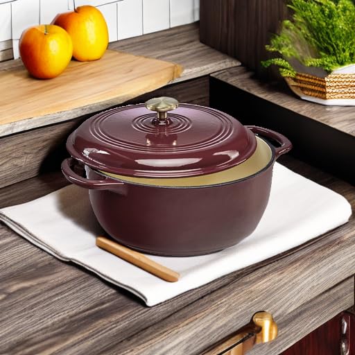 Foto 6 pulgar | Olla Best Choice Products de Hierro Fundido Esmaltado 6 L Tinto - Venta Internacional