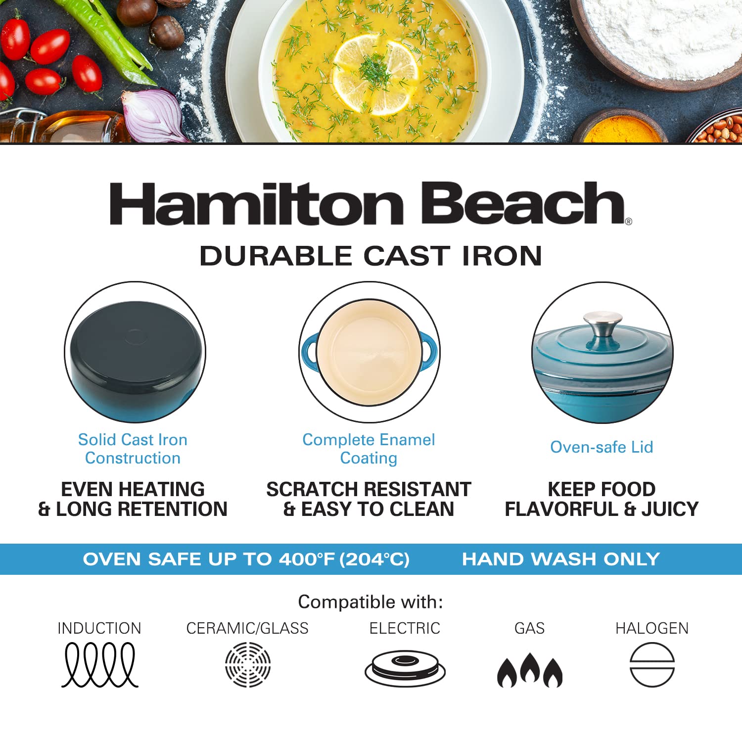 Foto 4 pulgar | Horno Holandés Hamilton Beach 5,5 L Azul  - Venta Internacional