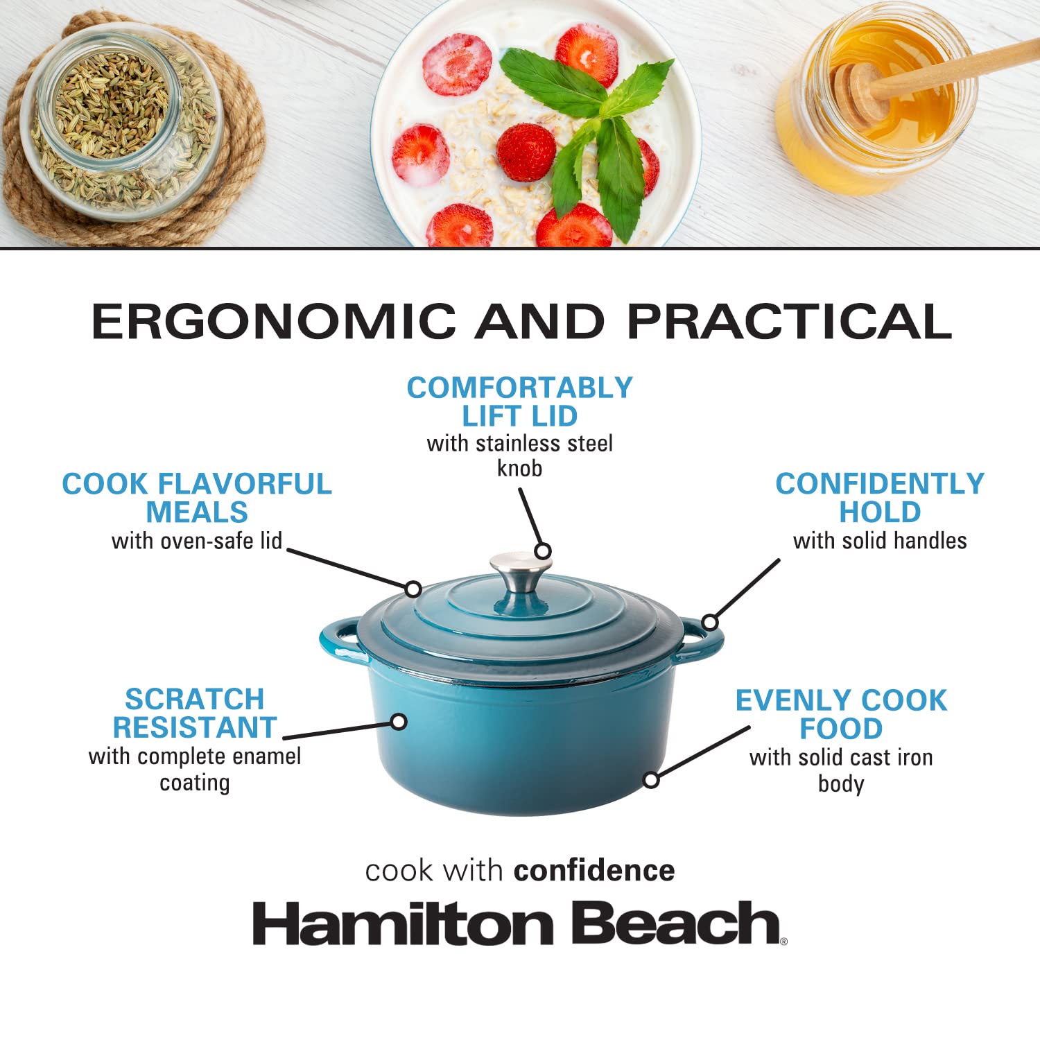 Foto 6 pulgar | Horno Holandés Hamilton Beach 5,5 L Azul  - Venta Internacional