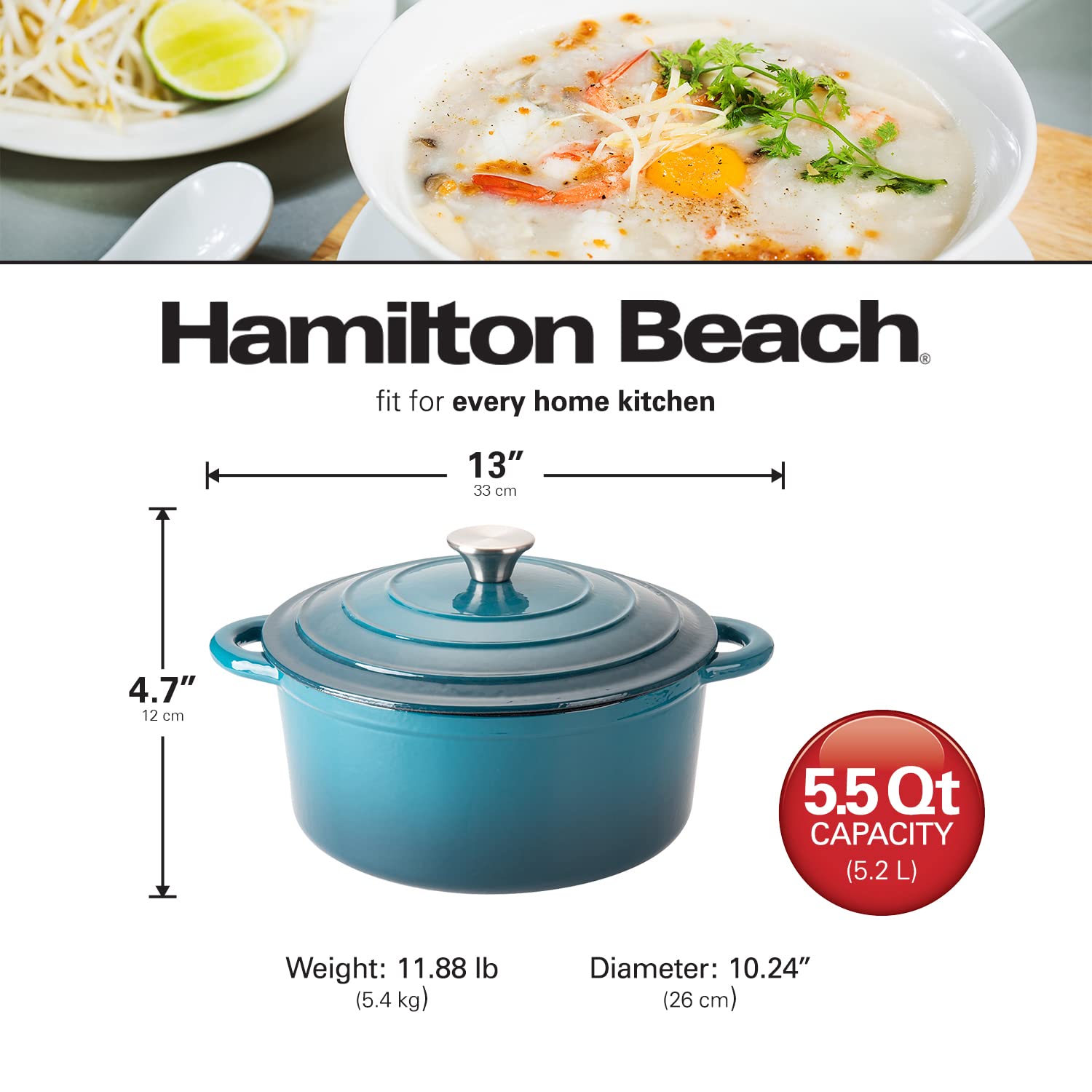 Foto 7 pulgar | Horno Holandés Hamilton Beach 5,5 L Azul  - Venta Internacional