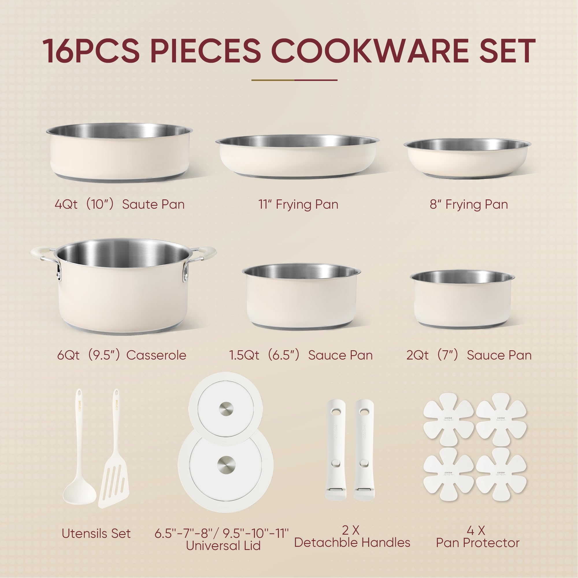 Foto 3 pulgar | Juego De Utensilios De Cocina Carote De Acero Inoxidable De 16 Piezas Con Capa De Cerámica - Venta Internacional.