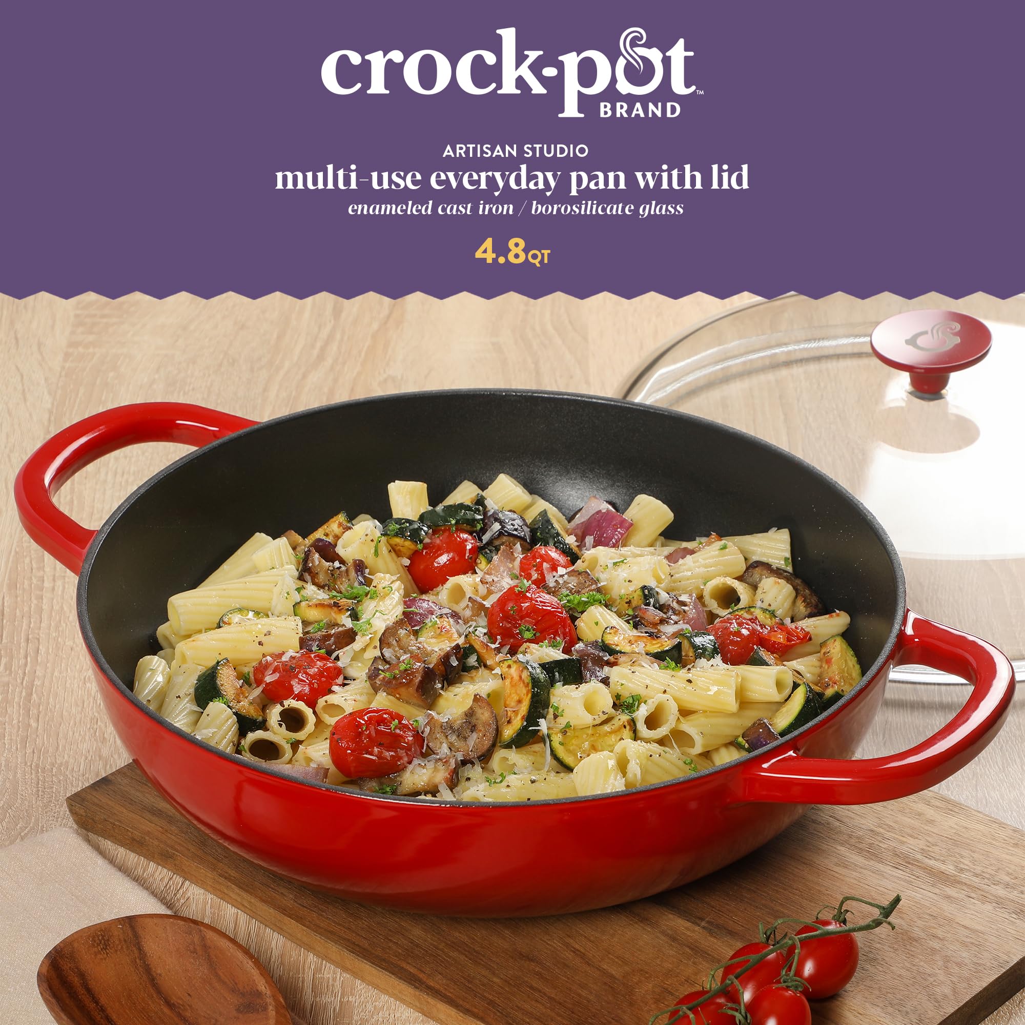 Foto 3 pulgar | Everyday Pan Crock-pot Artisan, Hierro Fundido, 4,8 L, Con Tapa, Color Rojo - Venta Internacional.