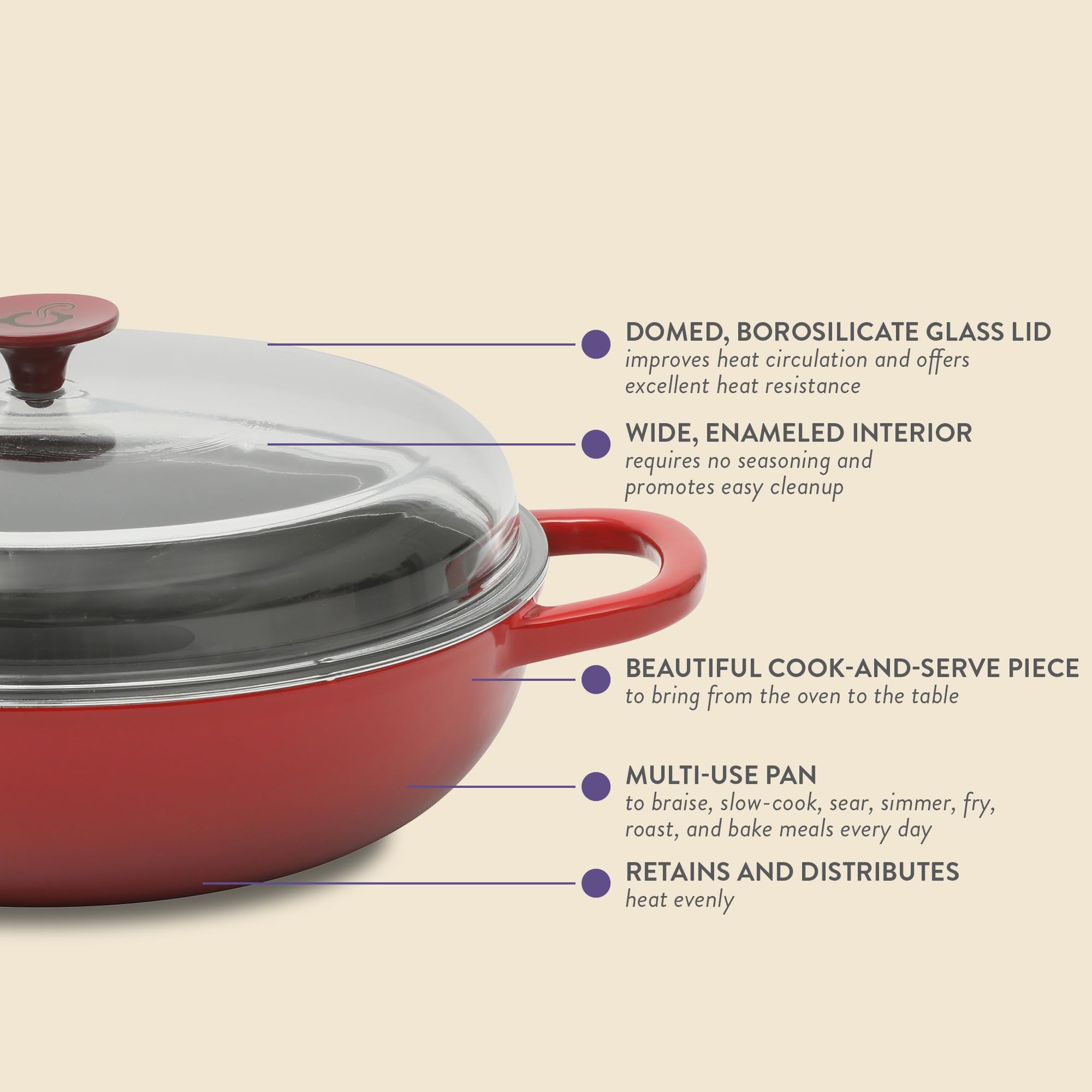 Foto 4 pulgar | Everyday Pan Crock-pot Artisan, Hierro Fundido, 4,8 L, Con Tapa, Color Rojo - Venta Internacional.