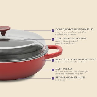 Foto 3 | Everyday Pan Crock-pot Artisan, Hierro Fundido, 4,8 L, Con Tapa, Color Rojo - Venta Internacional.
