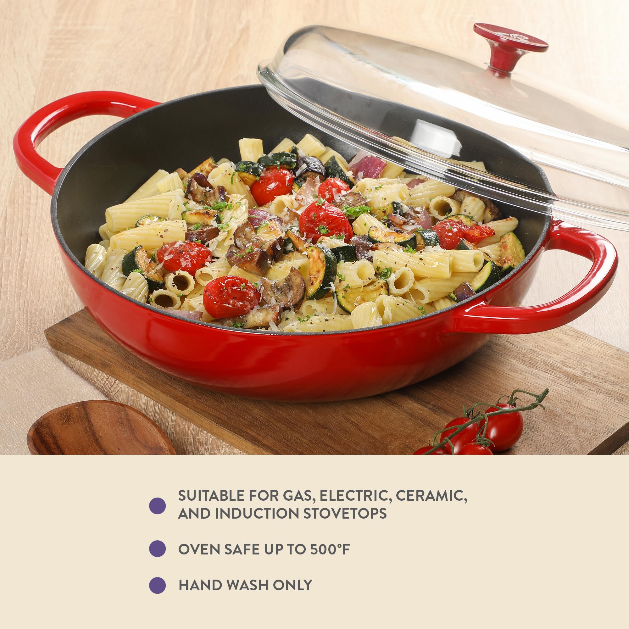 Foto 5 pulgar | Everyday Pan Crock-pot Artisan, Hierro Fundido, 4,8 L, Con Tapa, Color Rojo - Venta Internacional.