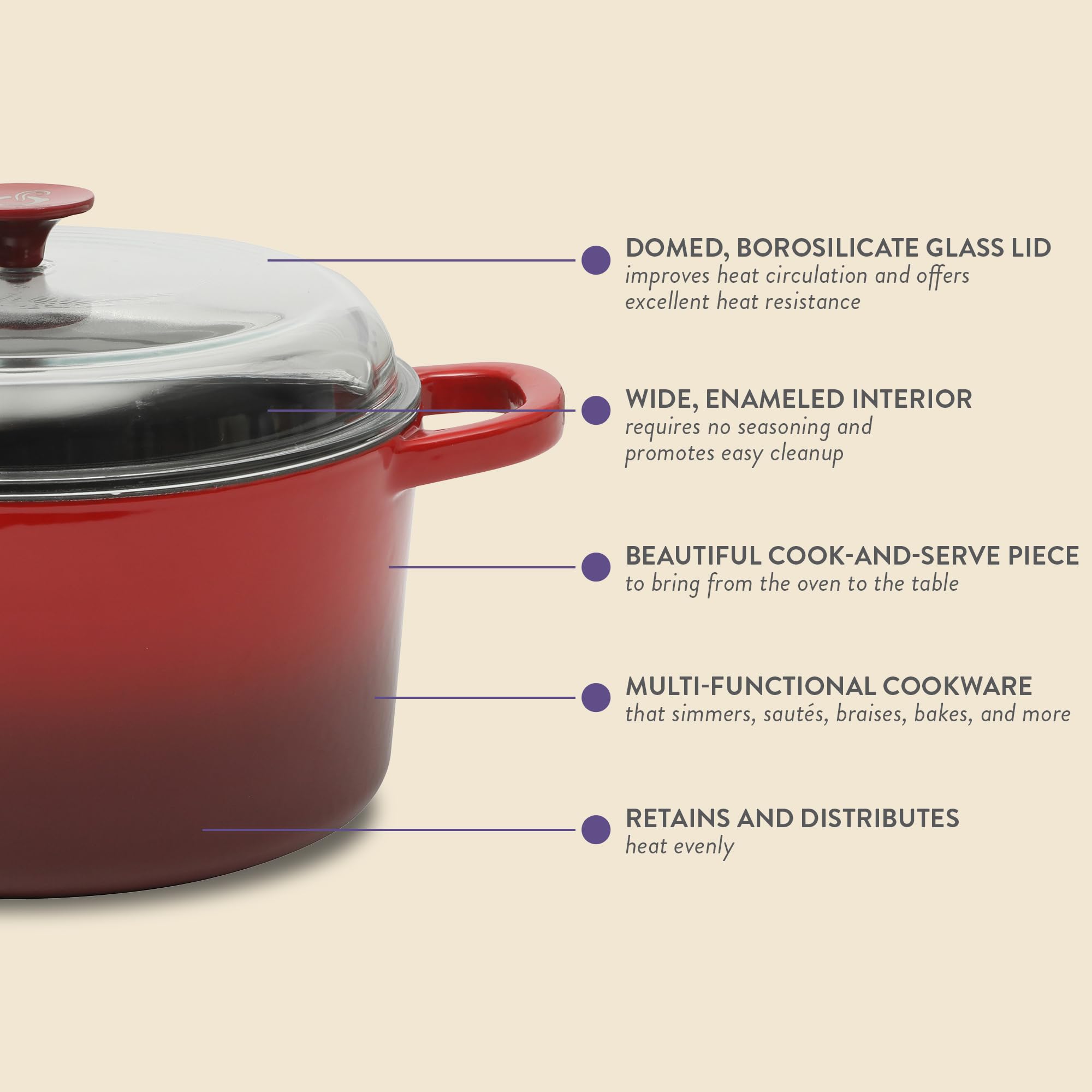 Foto 3 | Oven Holandés Crock-pot Artisan De Hierro Fundido De 7 Litros Con Tapa De Borasilicato - Venta Internacional.