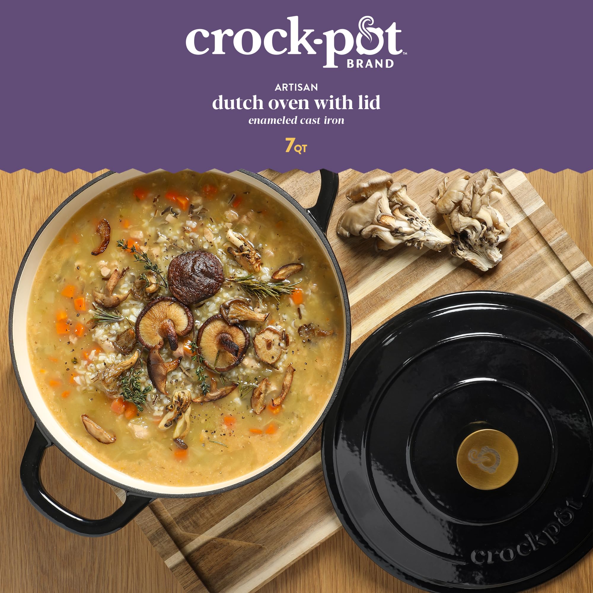 Foto 3 pulgar | Oven Holandés Crock-pot Artisan 7 L Redondo de Hierro Fundido Negro con Tapa - Venta Internacional