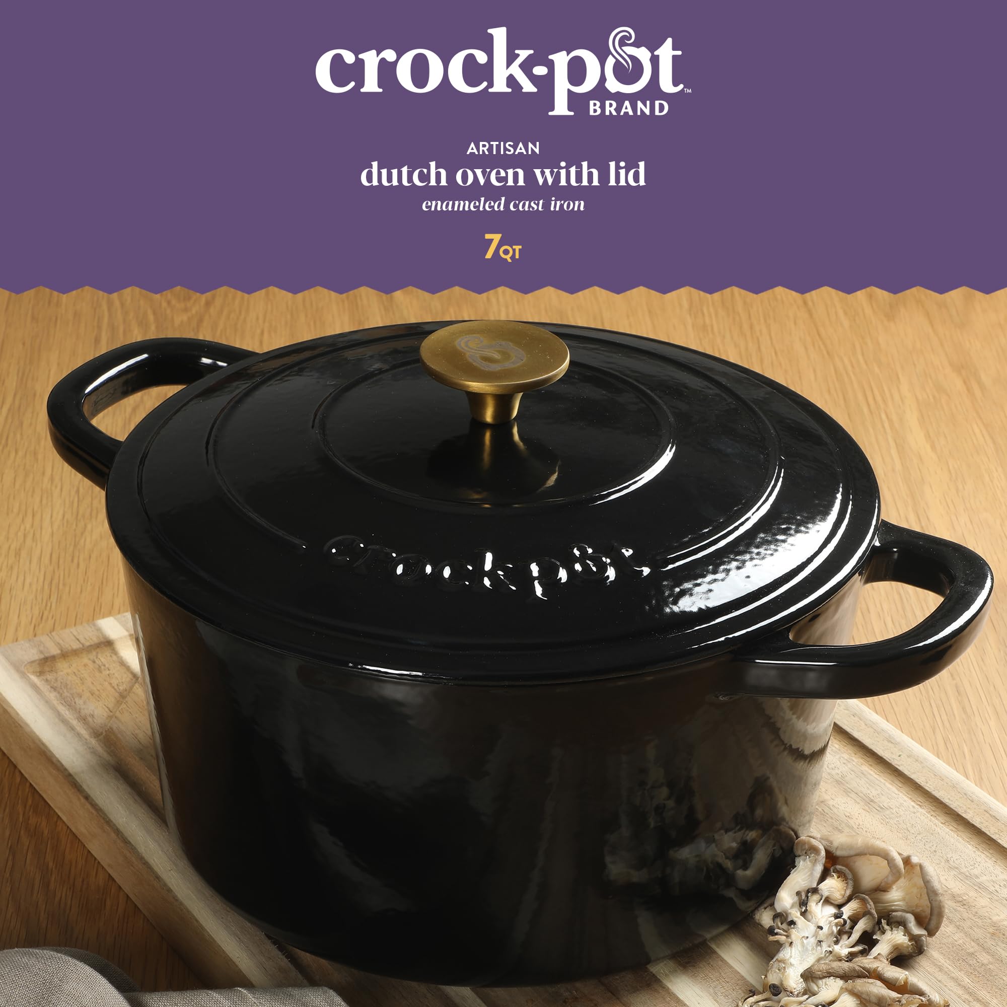 Foto 4 pulgar | Oven Holandés Crock-pot Artisan 7 L Redondo de Hierro Fundido Negro con Tapa - Venta Internacional
