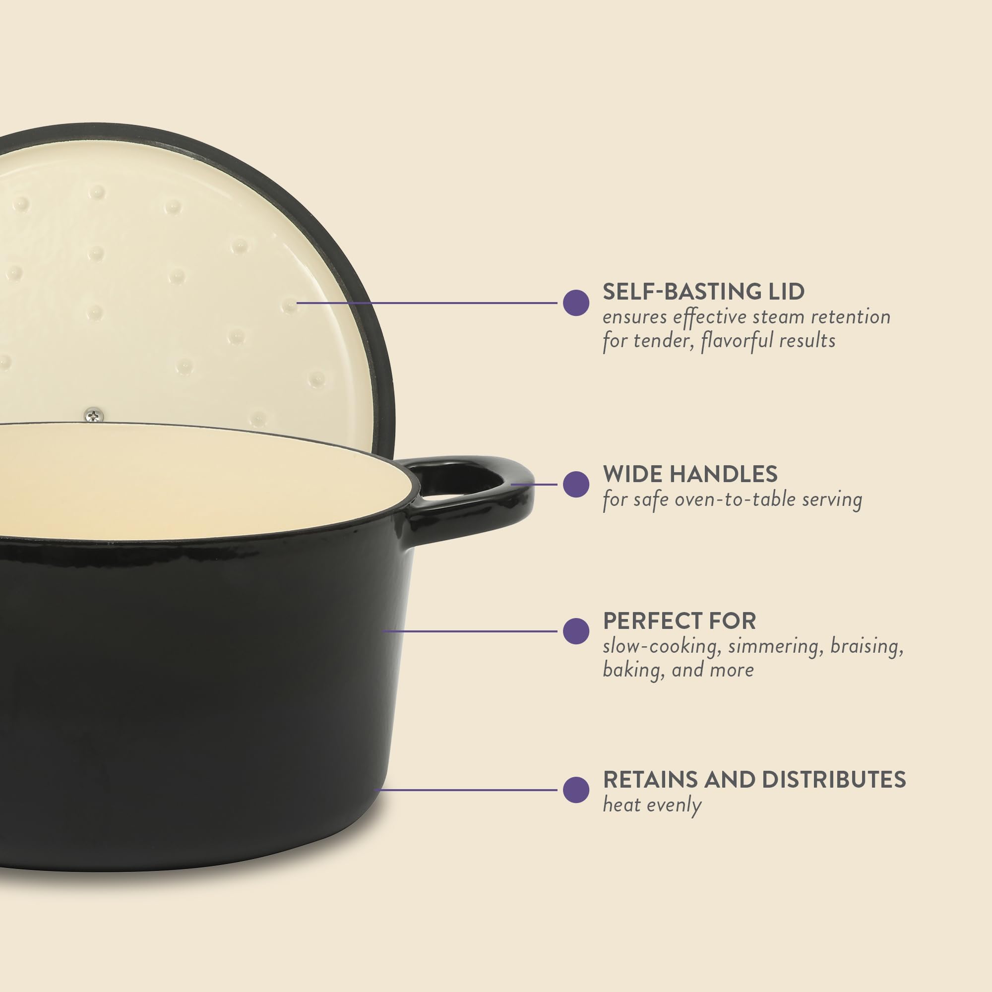 Foto 5 pulgar | Oven Holandés Crock-pot Artisan 7 L Redondo de Hierro Fundido Negro con Tapa - Venta Internacional