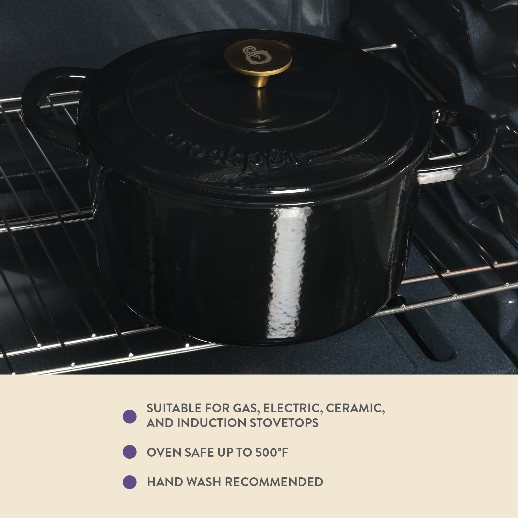 Foto 6 pulgar | Oven Holandés Crock-pot Artisan 7 L Redondo de Hierro Fundido Negro con Tapa - Venta Internacional