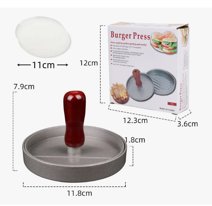 Foto 3 pulgar | Prensa Xtellar Molde Para Hamburguesas De Aluminio Con 100 Papeles