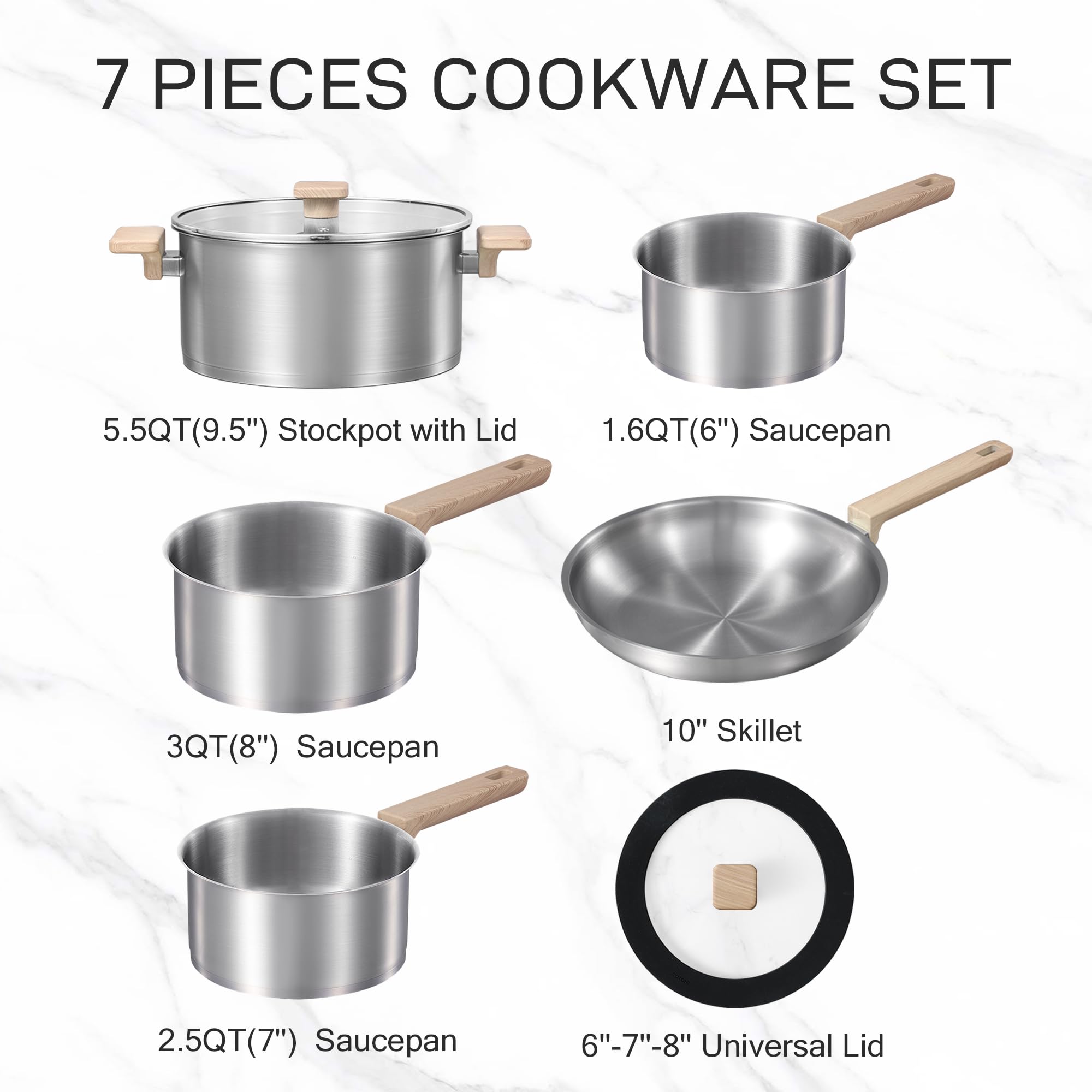 Foto 2 | Juego De Utensilios De Cocina Carote De Acero Inoxidable Con Base De Inducción De 7 Piezas - Venta Internacional.