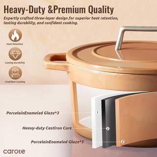 Foto 3 | Horno Holandés Carote de Hierro Fundido Marrón 5 Litros - Venta Internacional