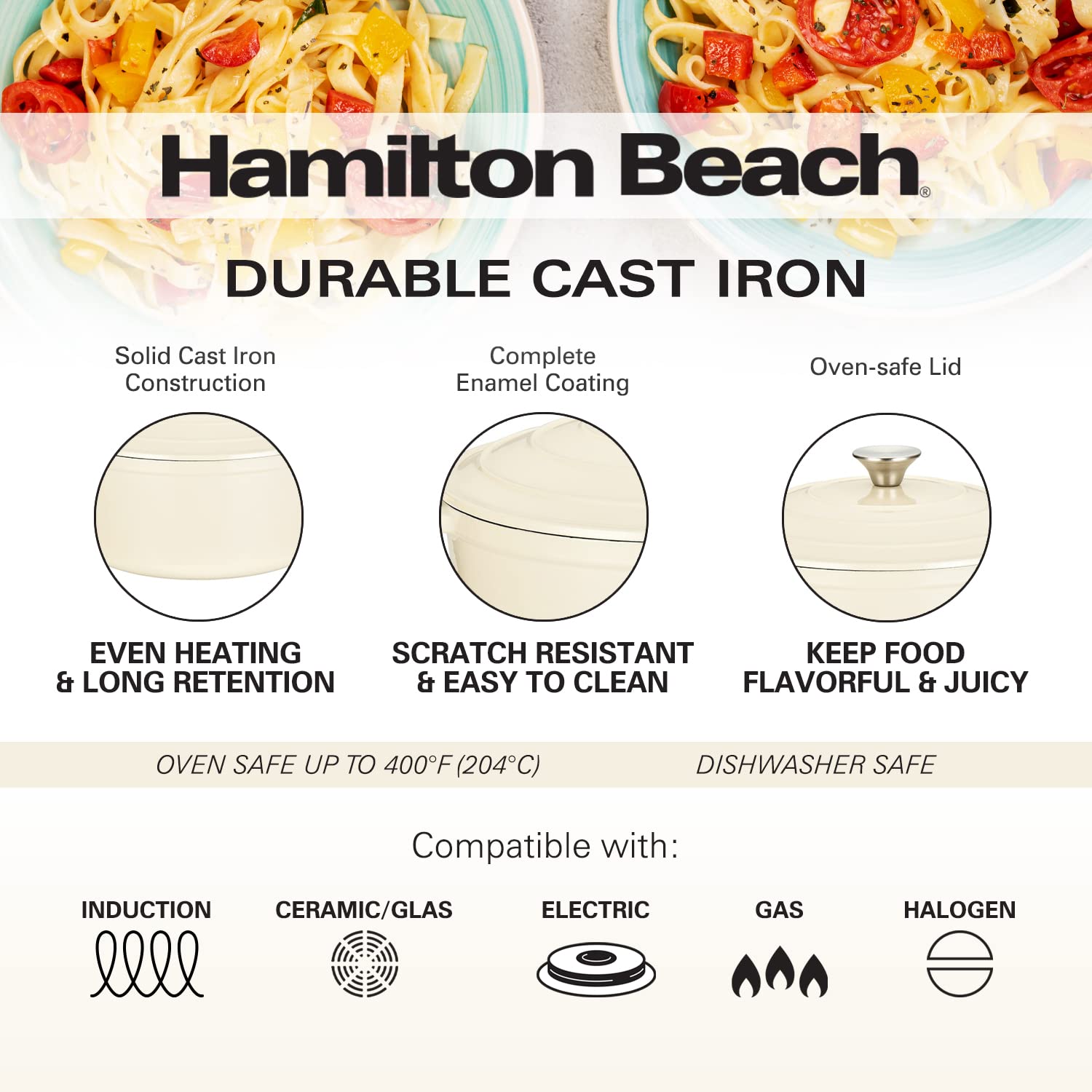 Foto 3 | Horno Holandés Hamilton Beach Crema 5.5 l